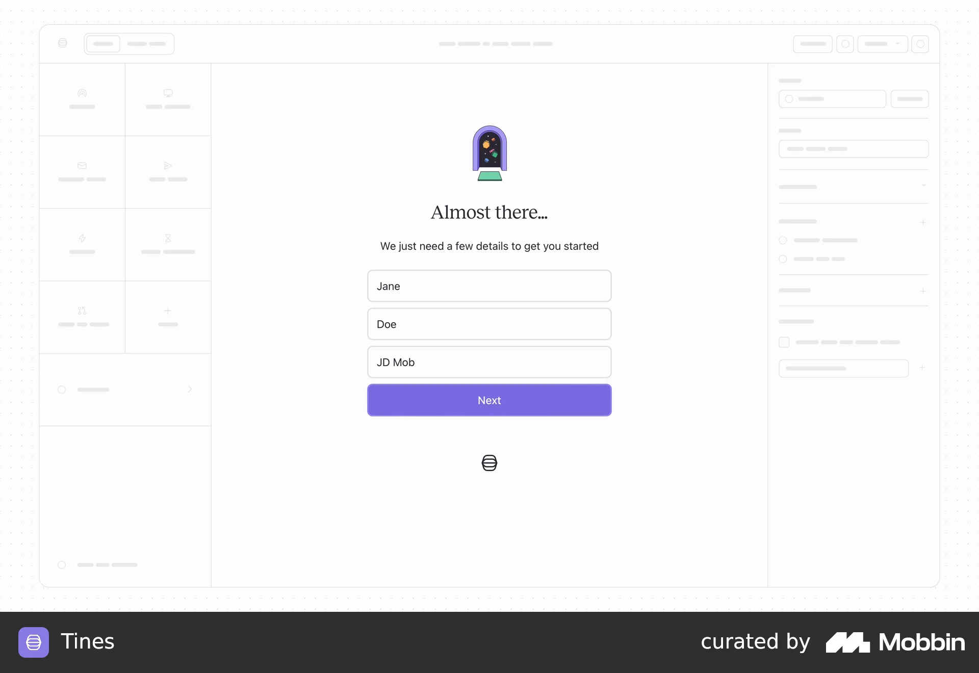 Tines Onboarding screen