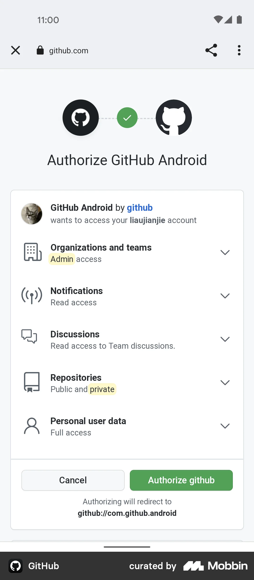 GitHub screen