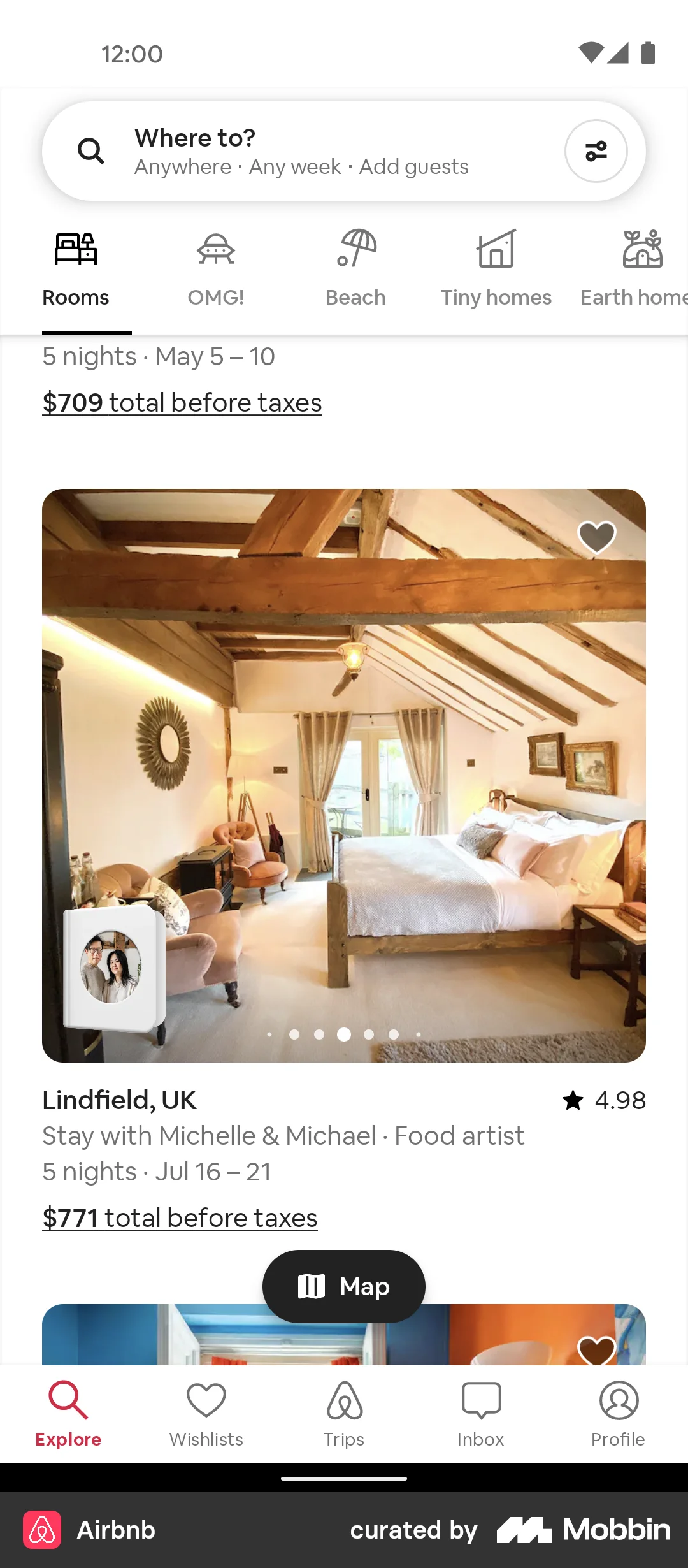 Airbnb Explore screen