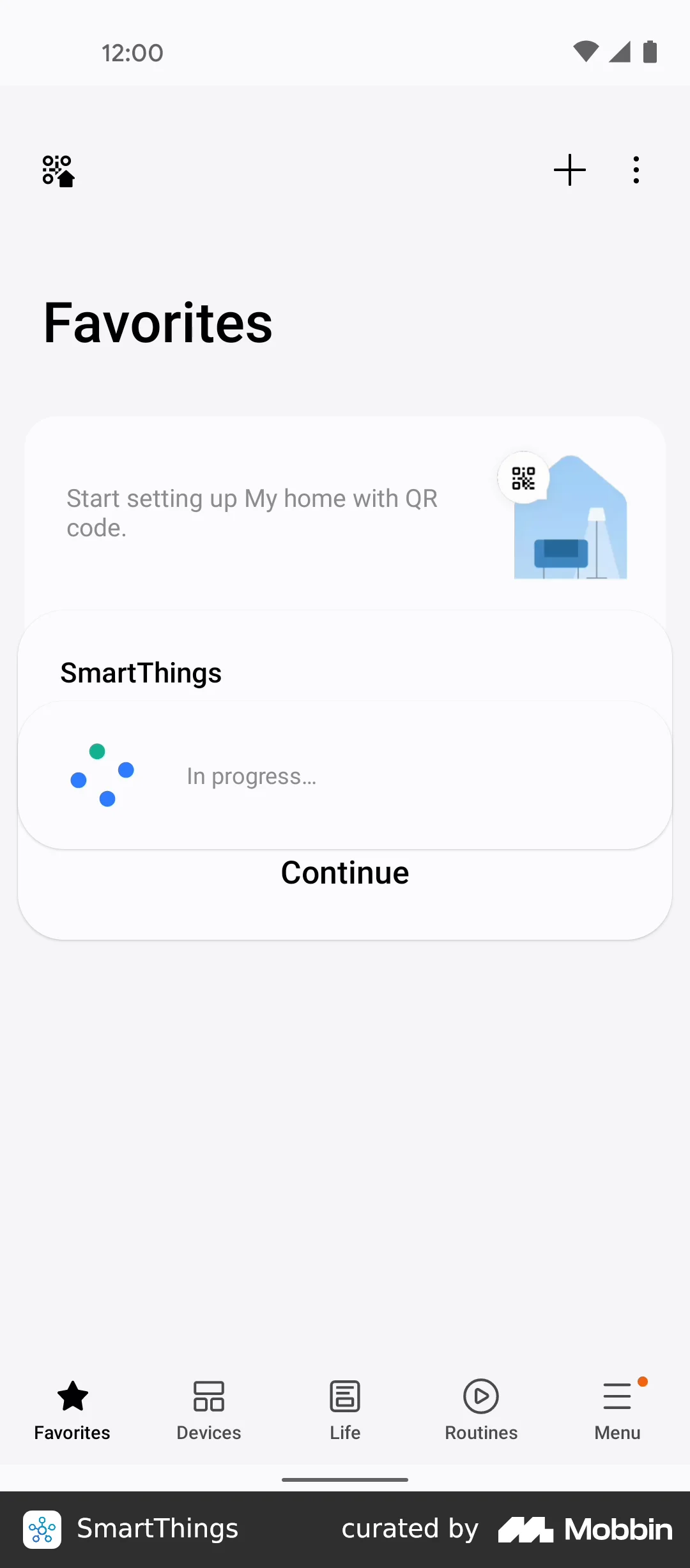 SmartThings Creating an account screen