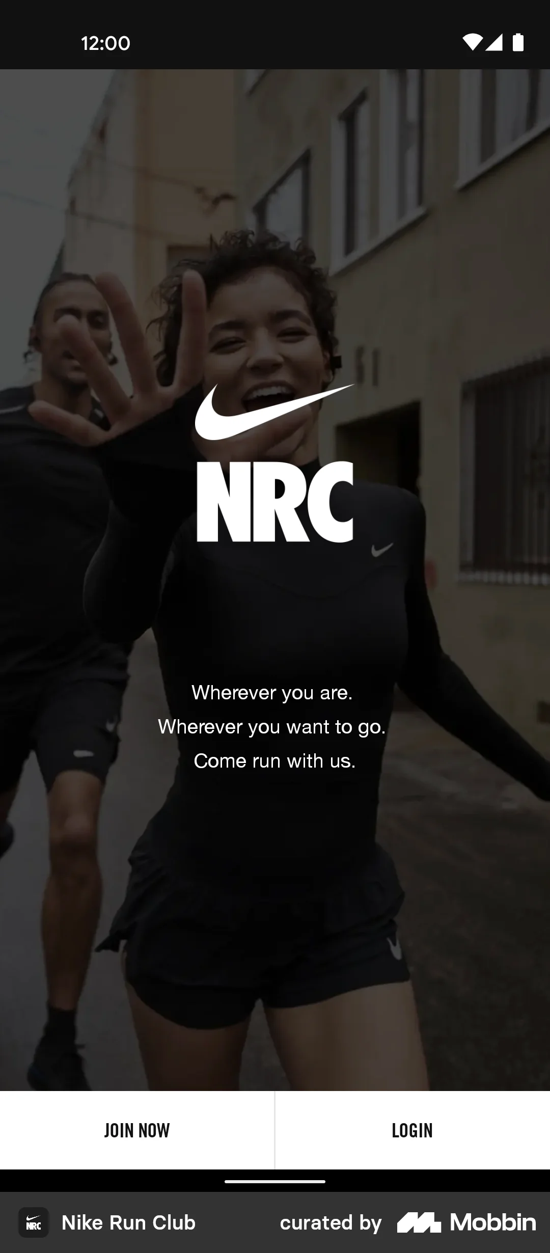 Nike Run Club Onboarding screen