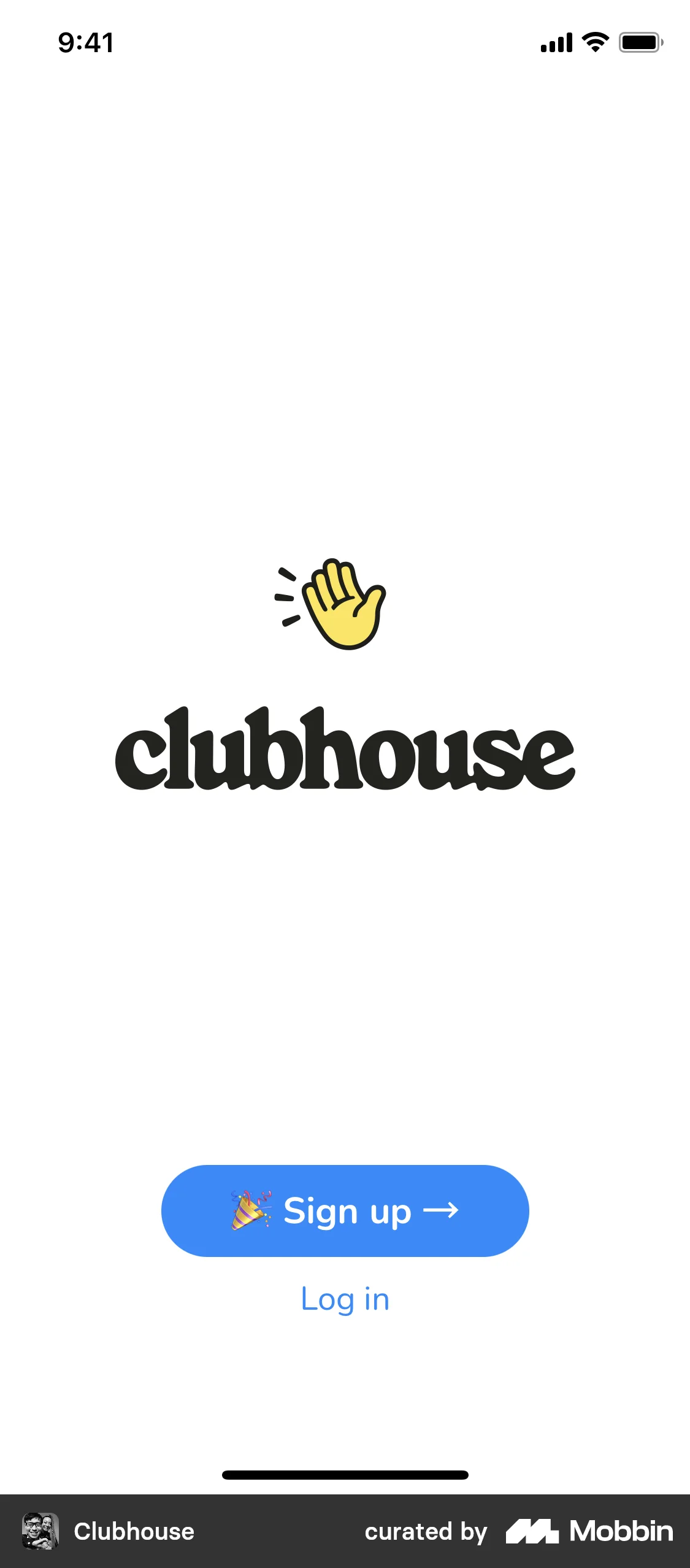 Clubhouse Onboarding screen