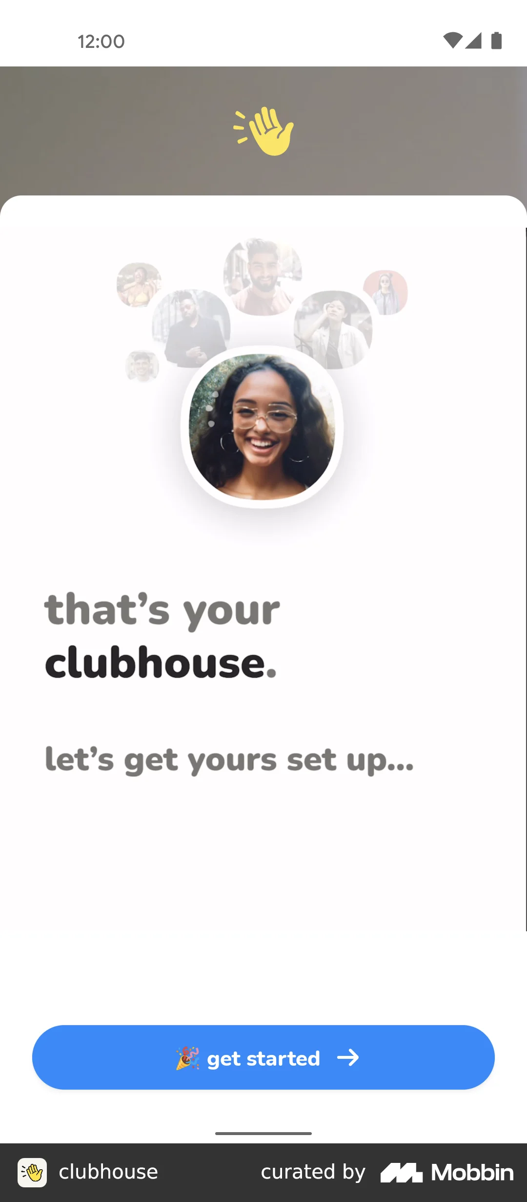 Clubhouse Onboarding screen