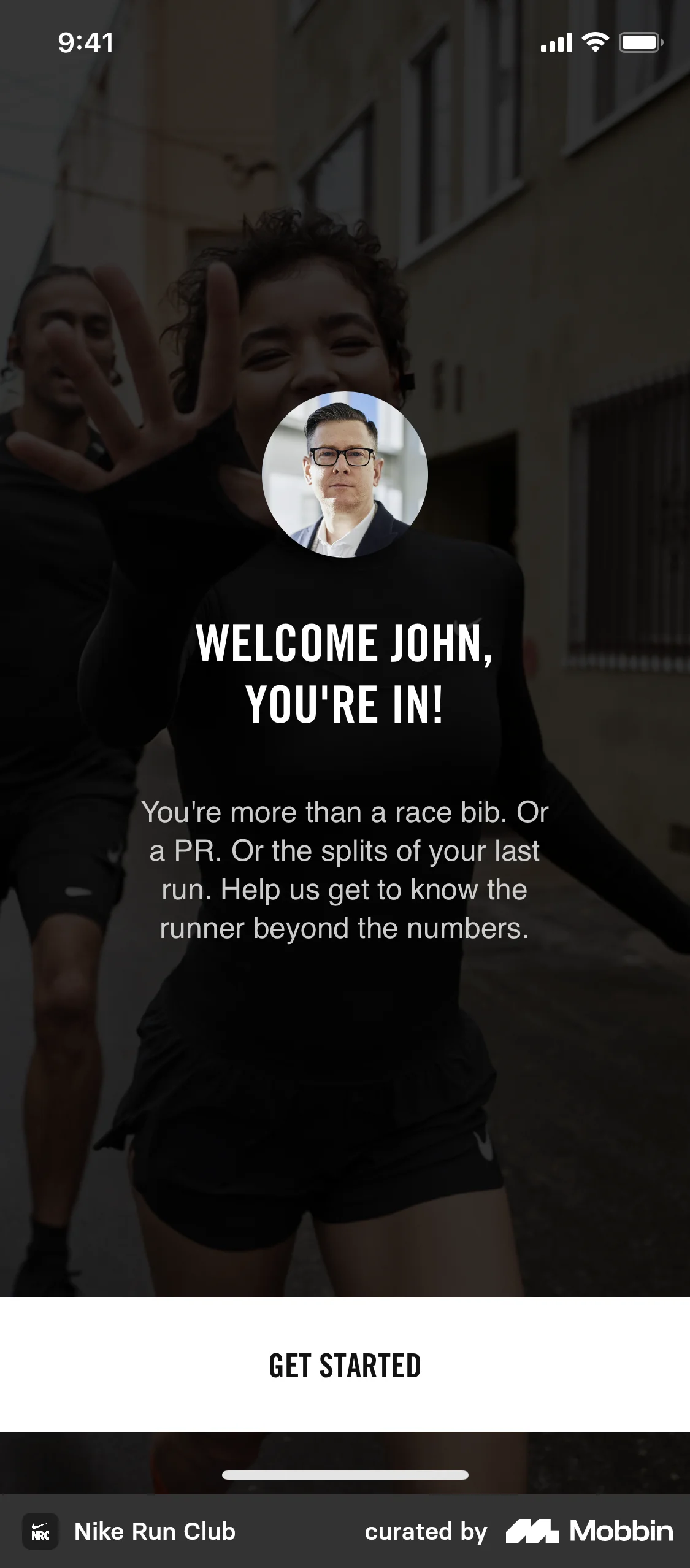 Nike Run Club Uploading profile picture screen