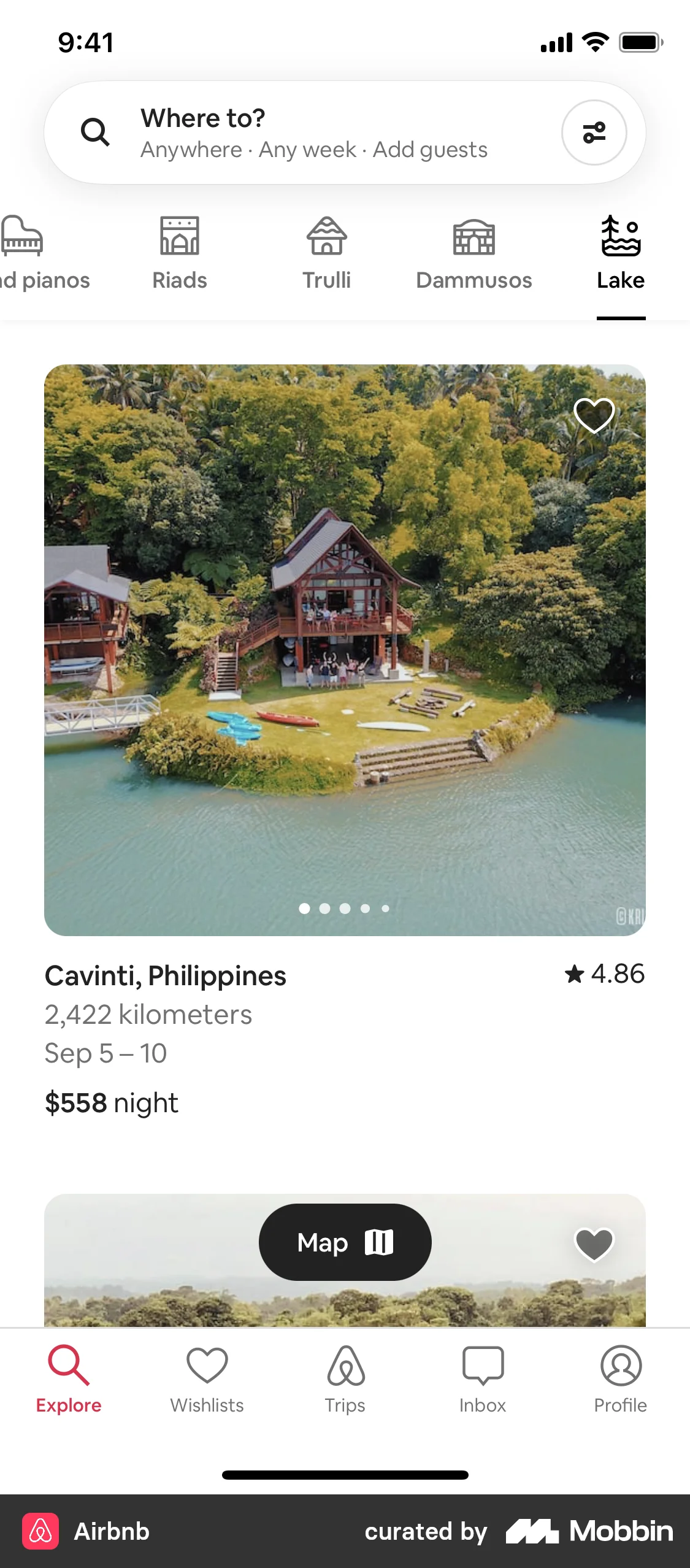 Airbnb Explore screen