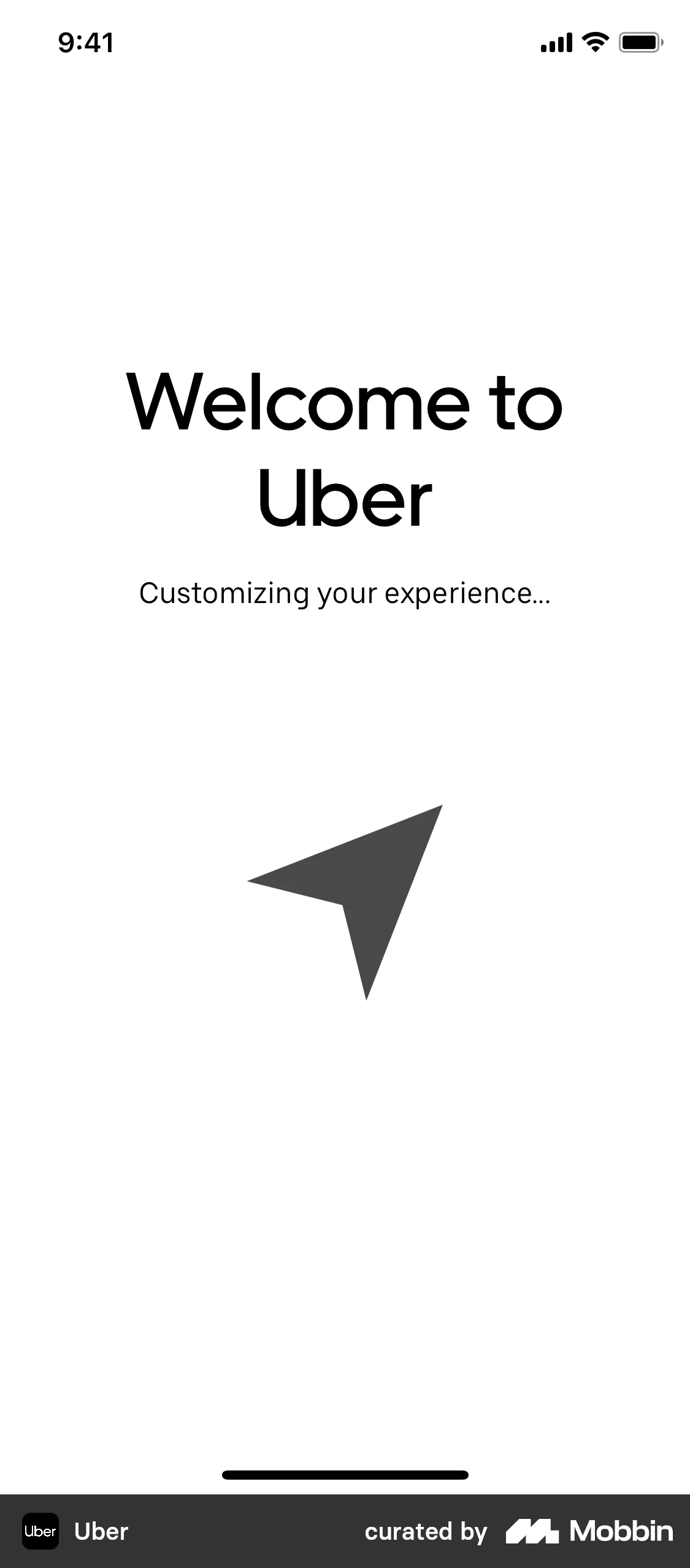 Uber Onboarding screen