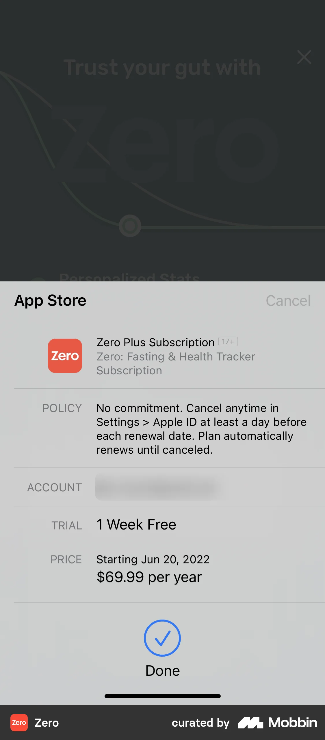 Zero Subscribing to premium screen