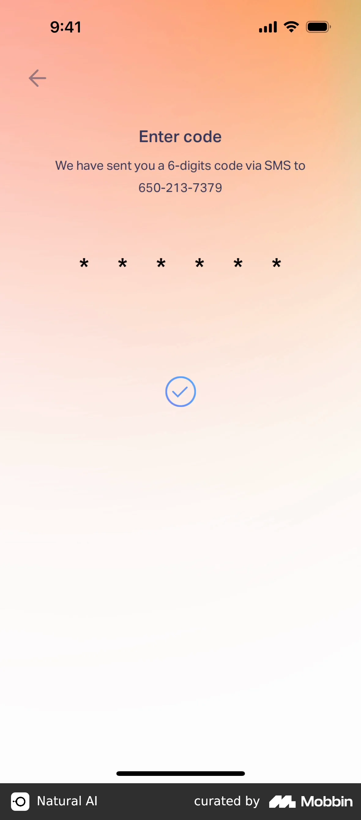 Natural AI Onboarding screen
