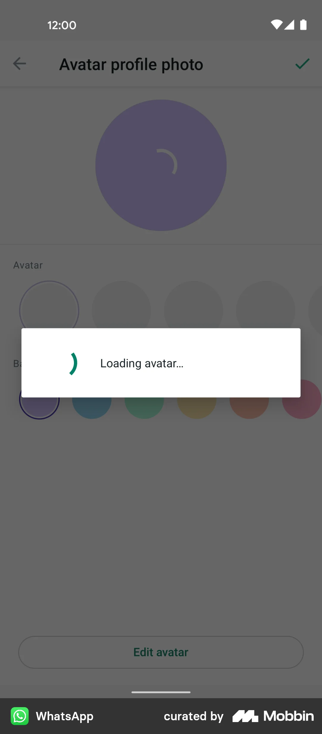 WhatsApp Creating an avatar screen