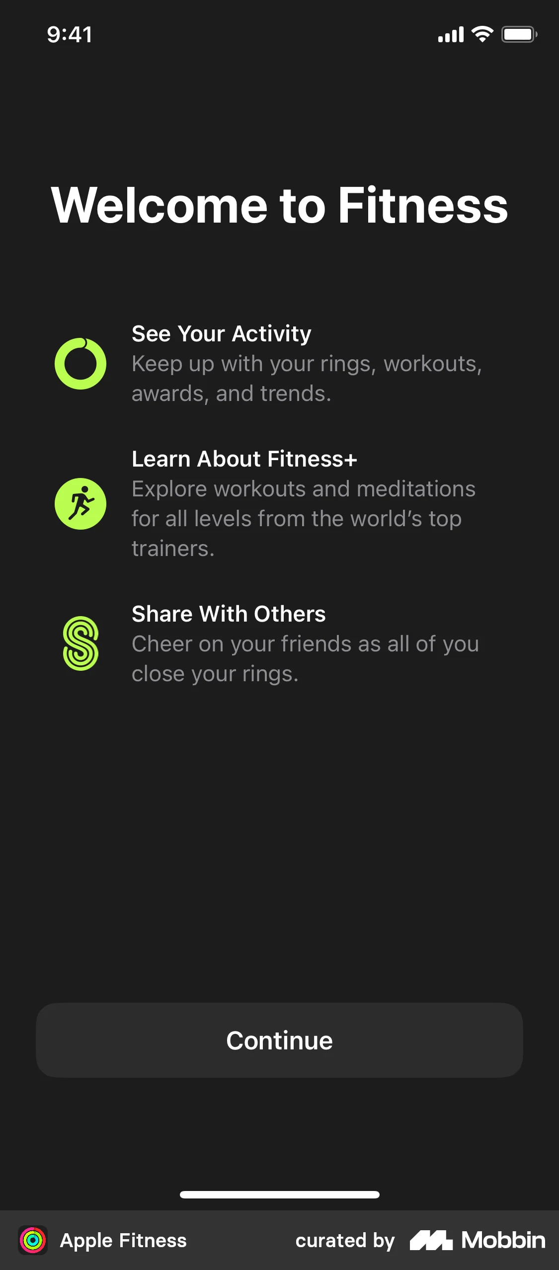 Apple Fitness screen