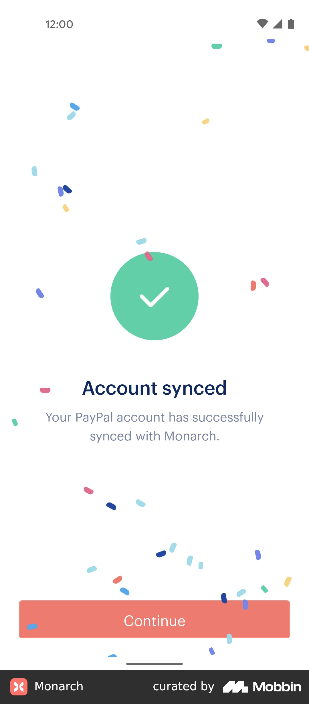 Monarch Connecting to a bank account screen