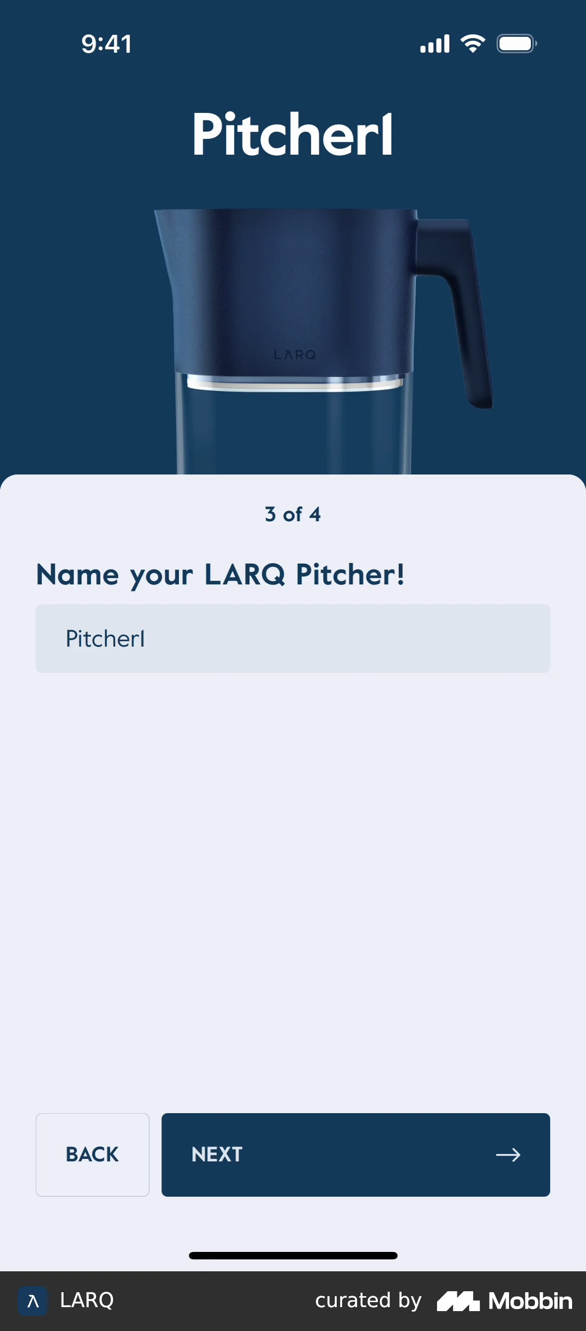 LARQ Pairing with a pitcher screen