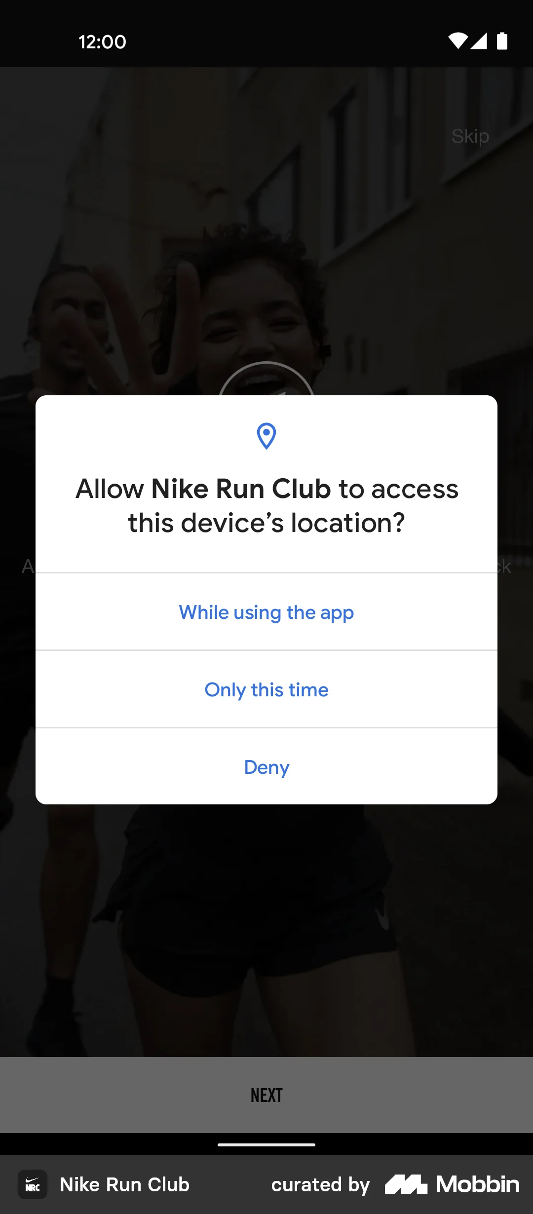 Nike Run Club Getting started screen