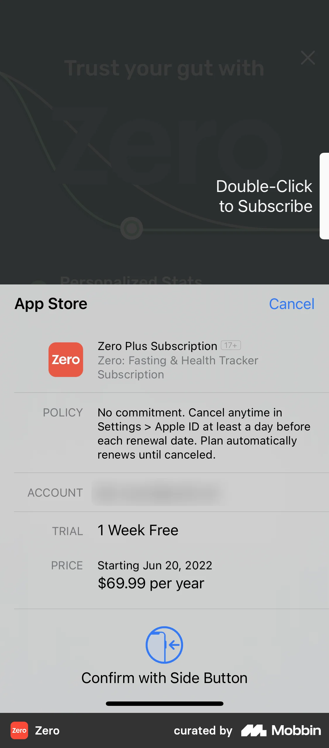 Zero Subscribing to premium screen