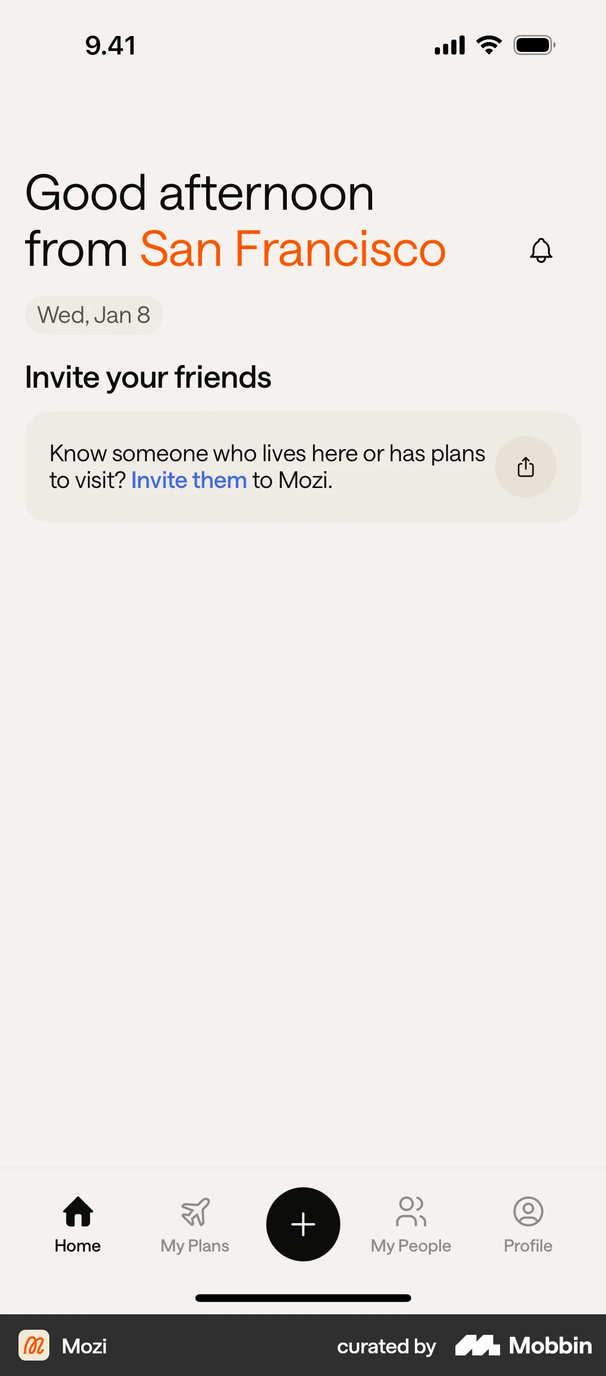 Mozi Onboarding screen