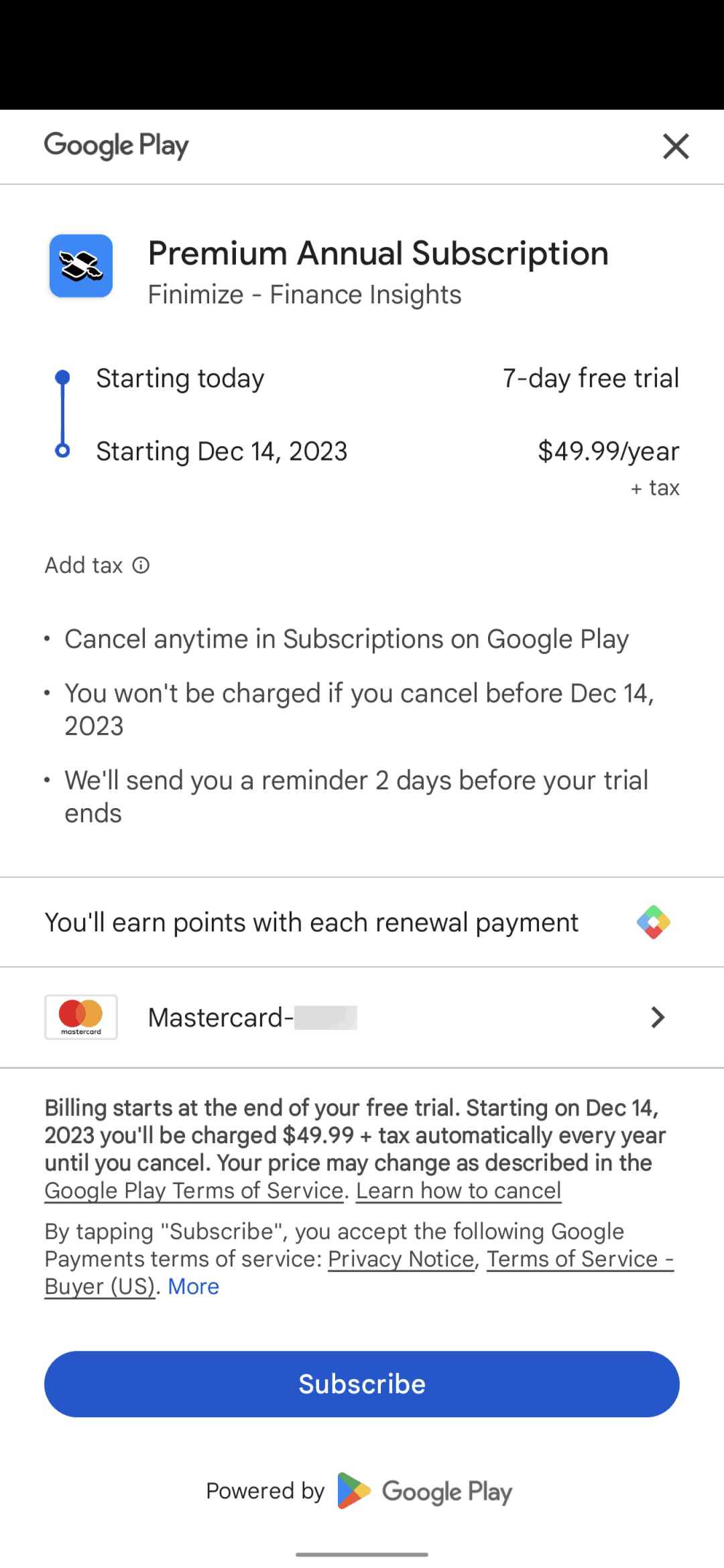 Finimize Android Subscribing to Plan Flow | Mobbin