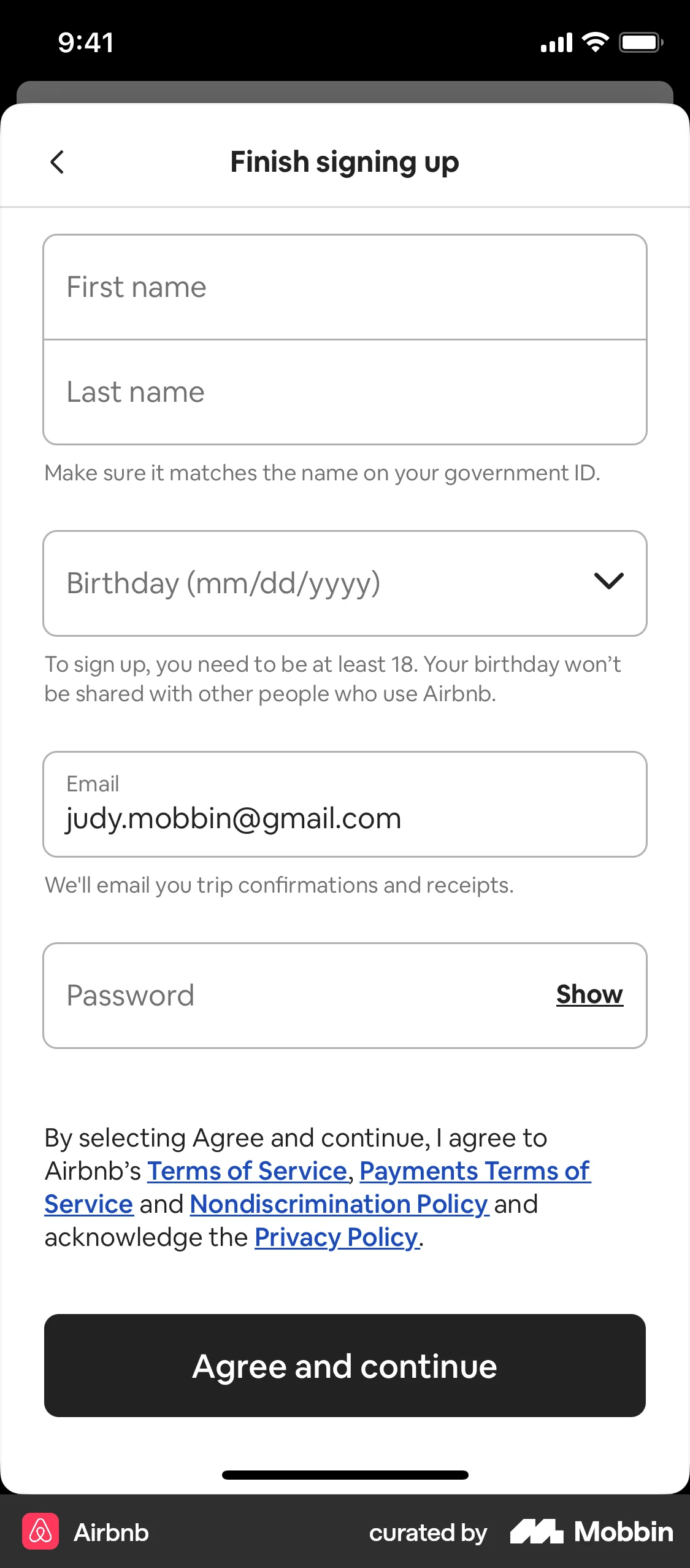 Airbnb Onboarding screen