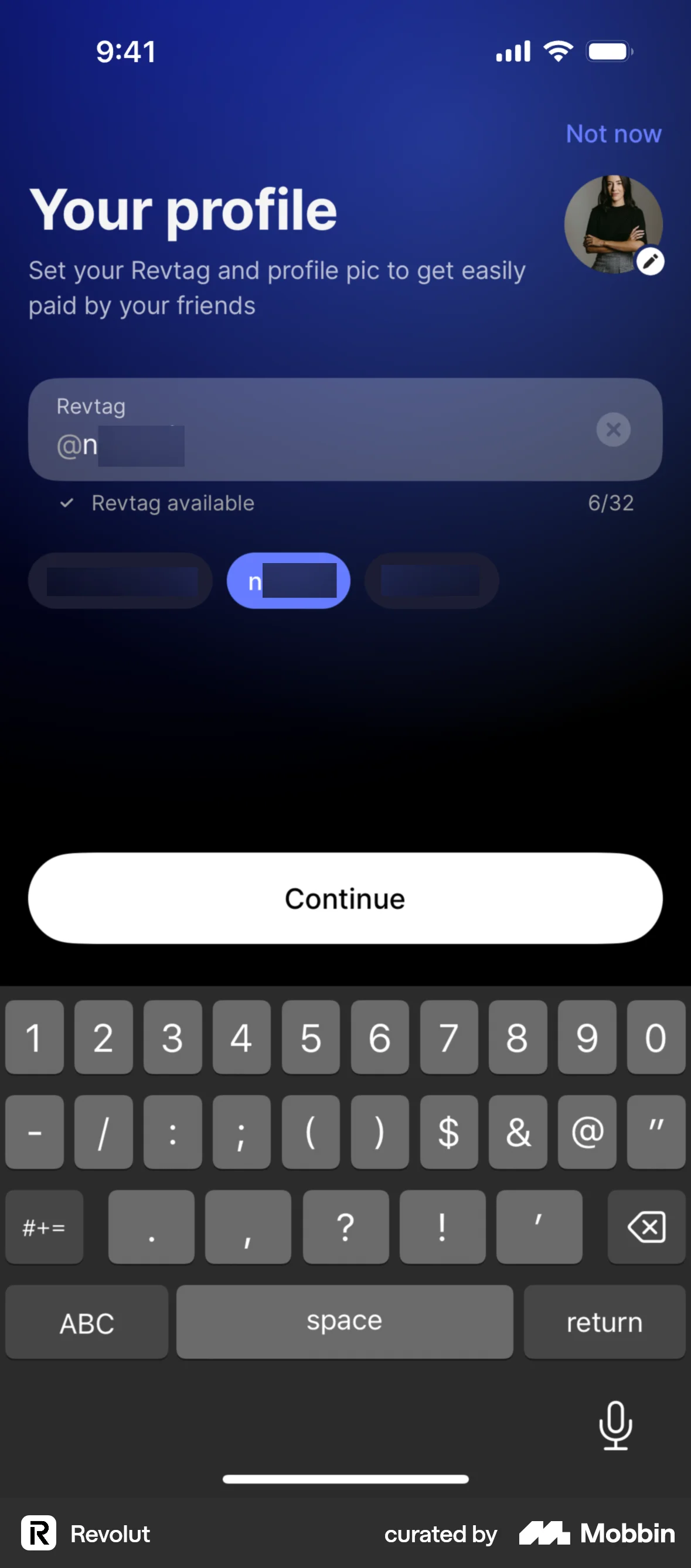 Revolut Onboarding screen