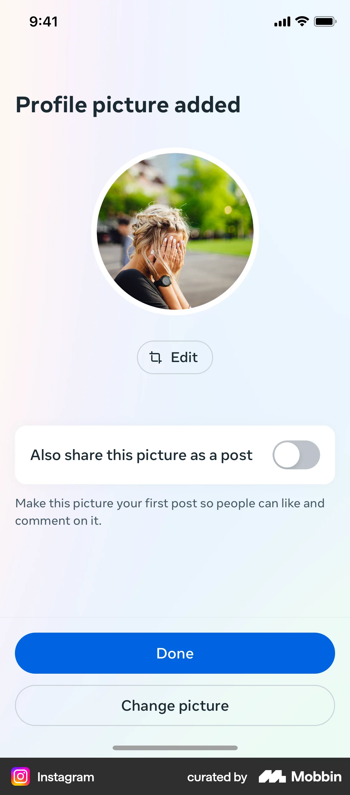Instagram Onboarding screen