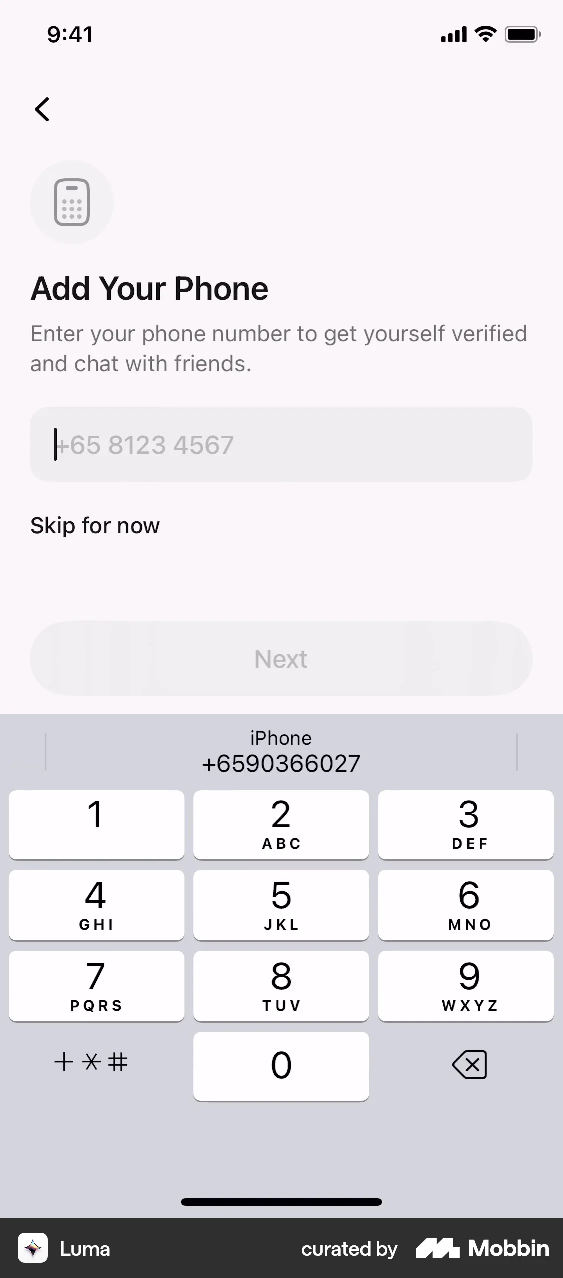 Luma Onboarding screen