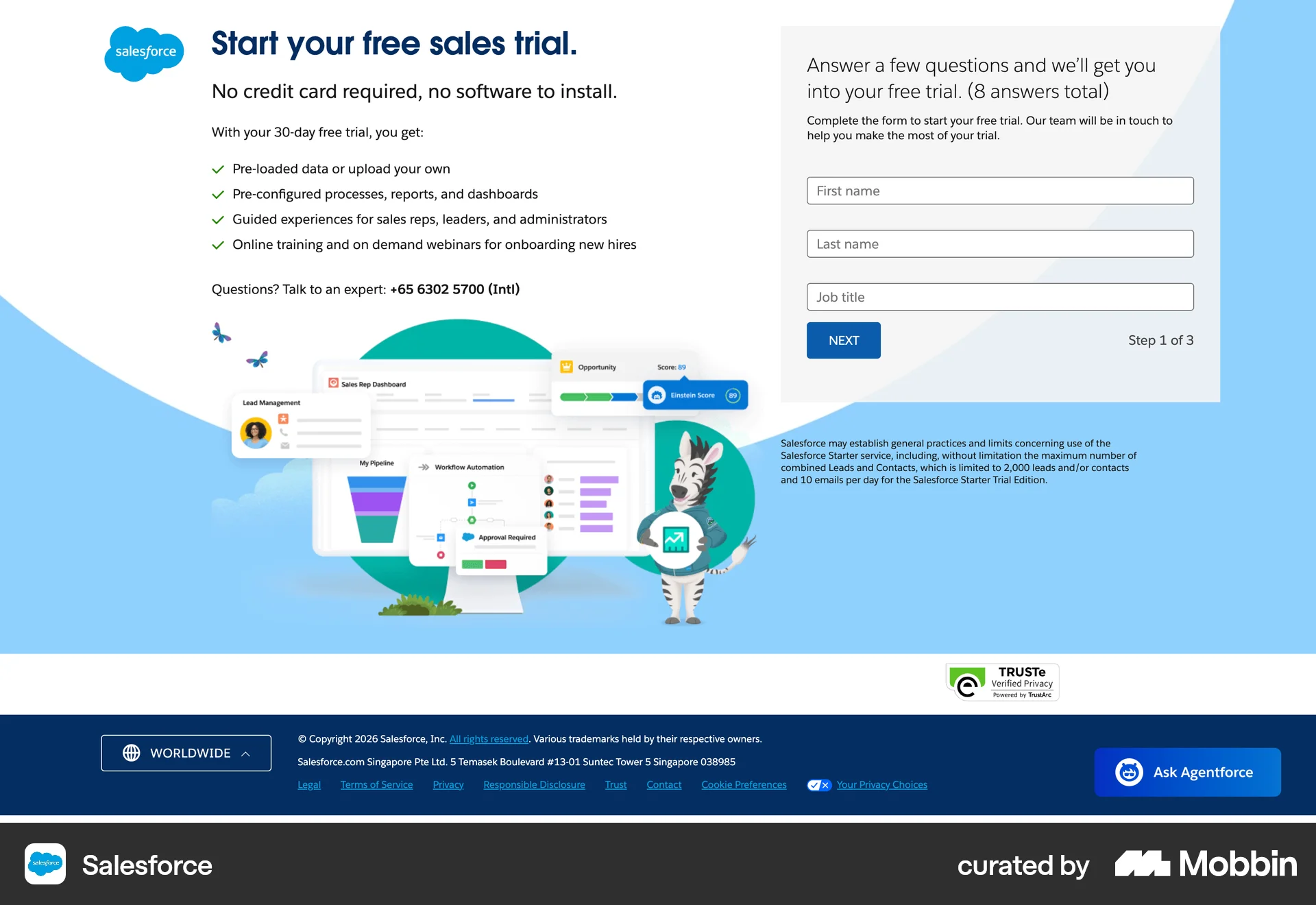 Salesforce Onboarding screen