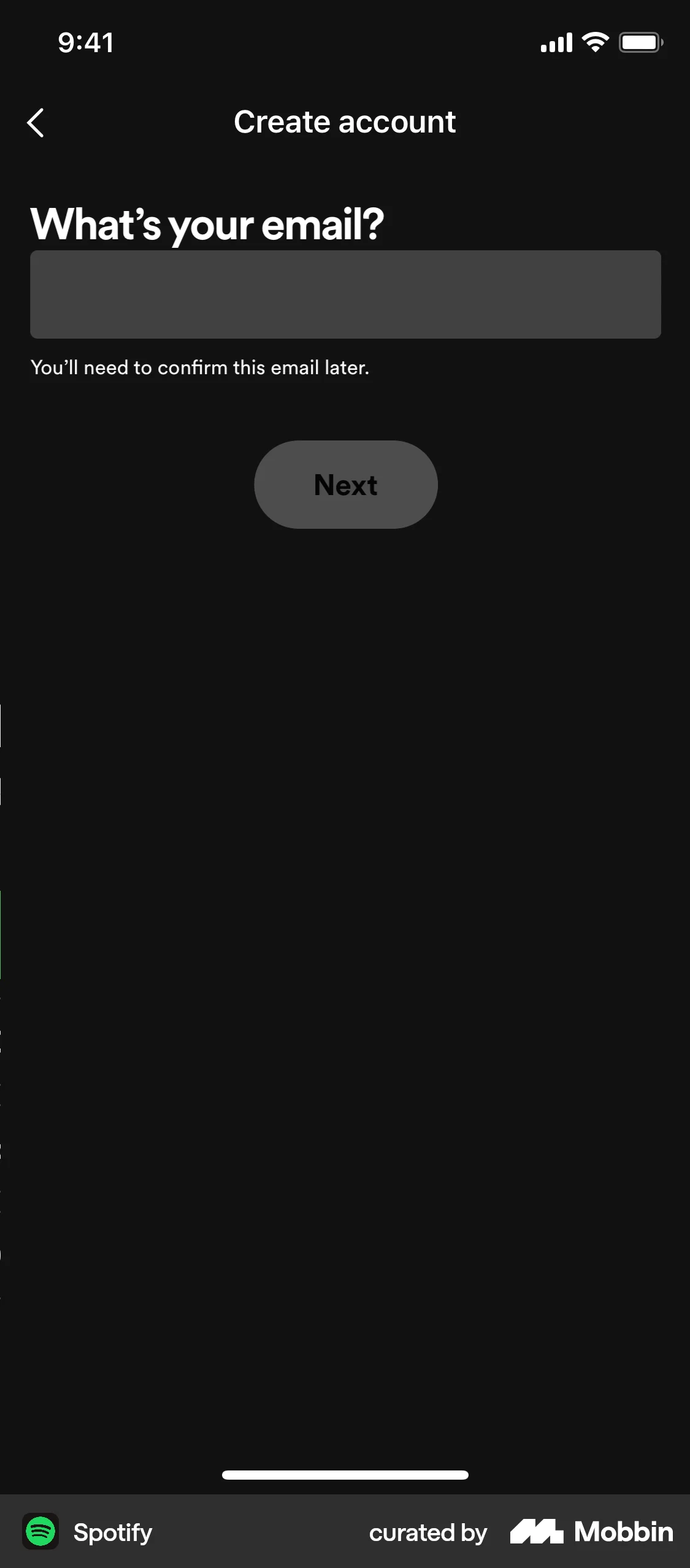 Spotify Onboarding screen