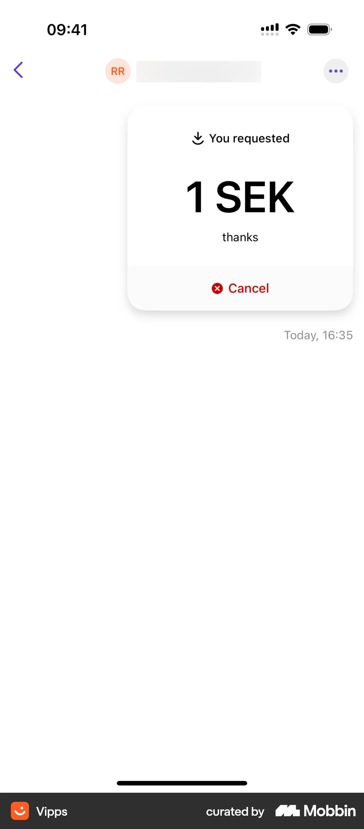 Vipps Requesting money screen
