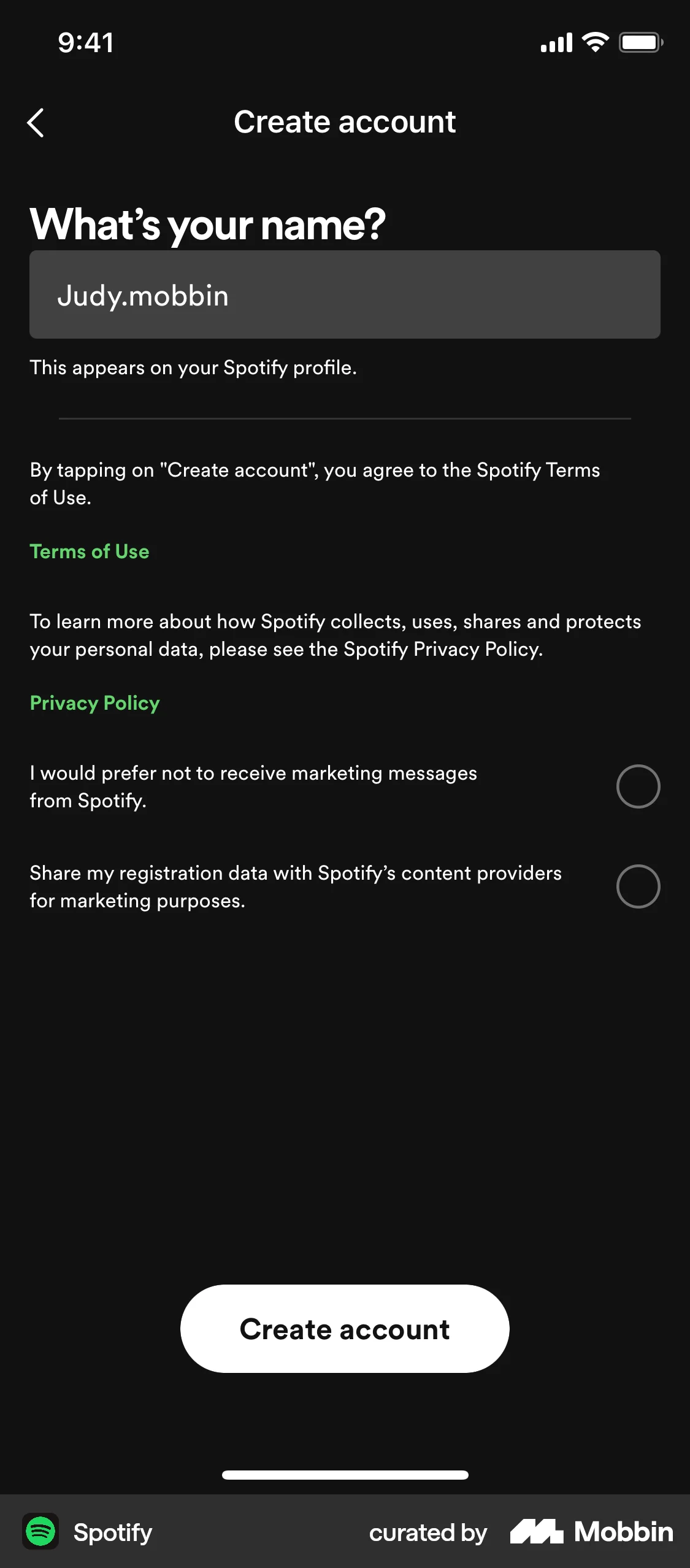Spotify Onboarding screen