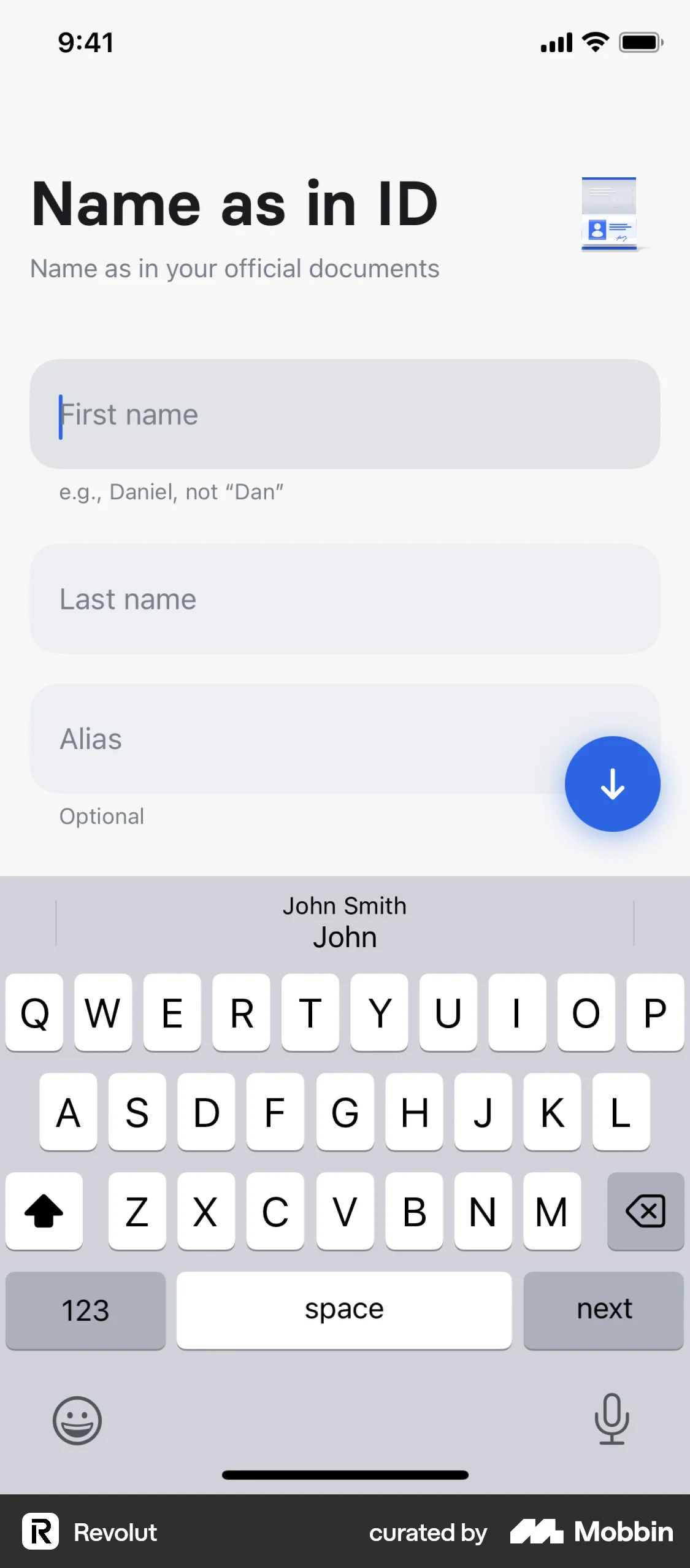 Revolut Onboarding screen