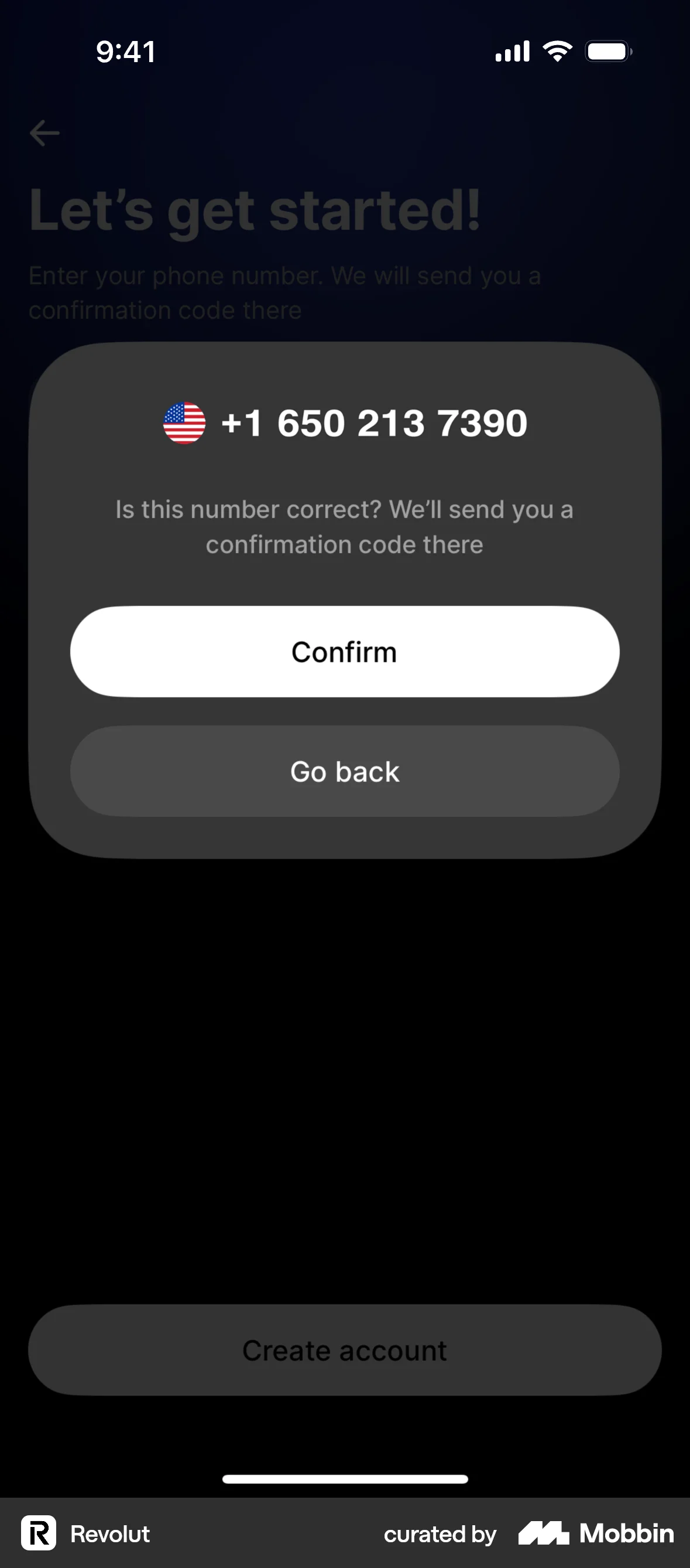 Revolut Onboarding screen
