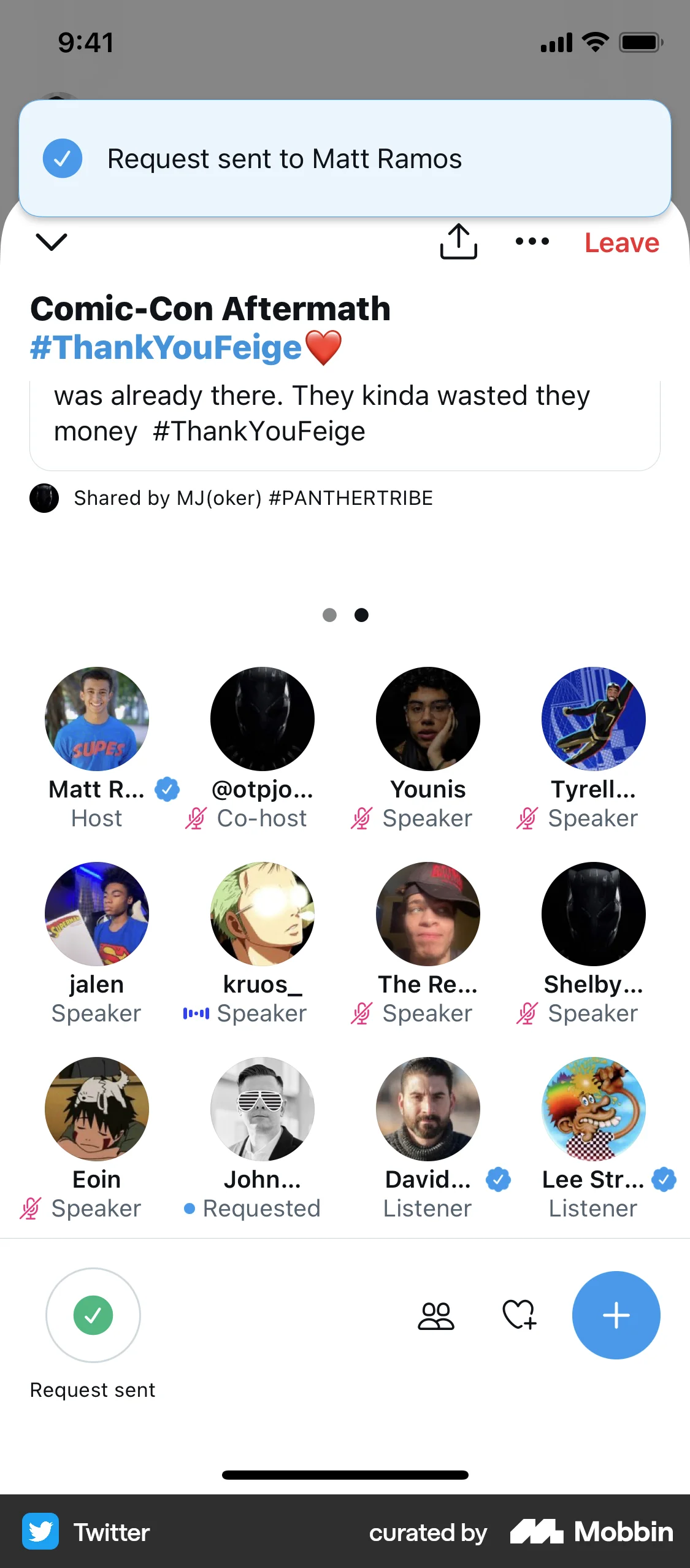 X Requesting to speak screen