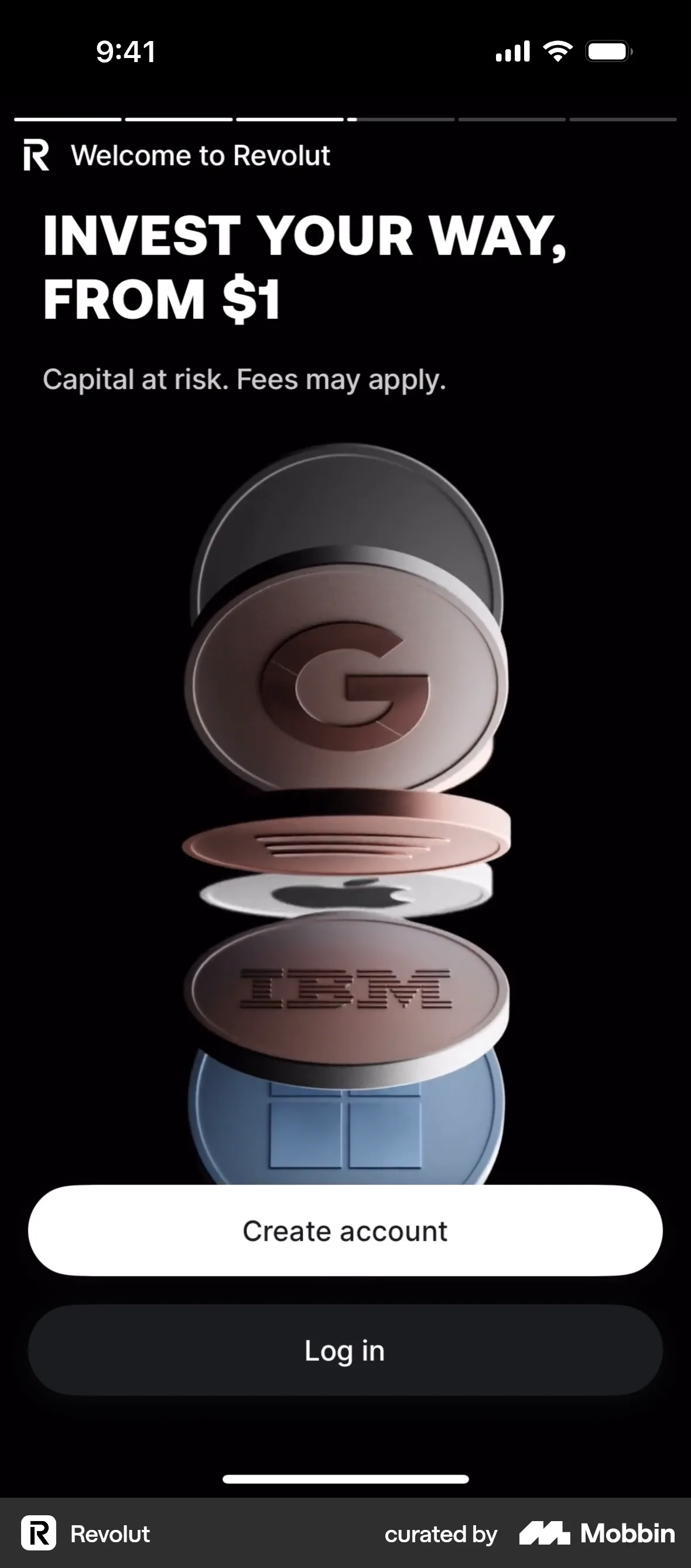 Revolut Onboarding screen