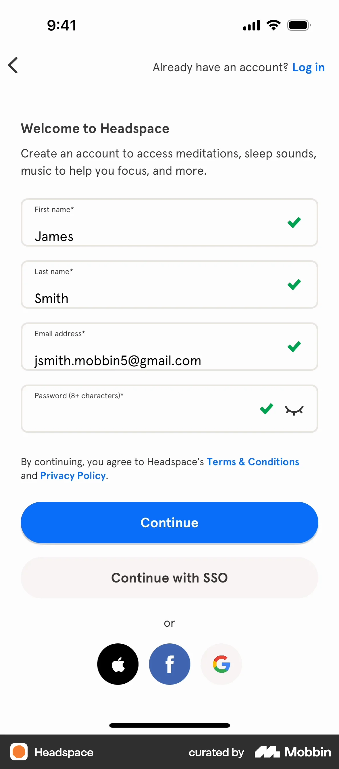 Headspace Onboarding screen