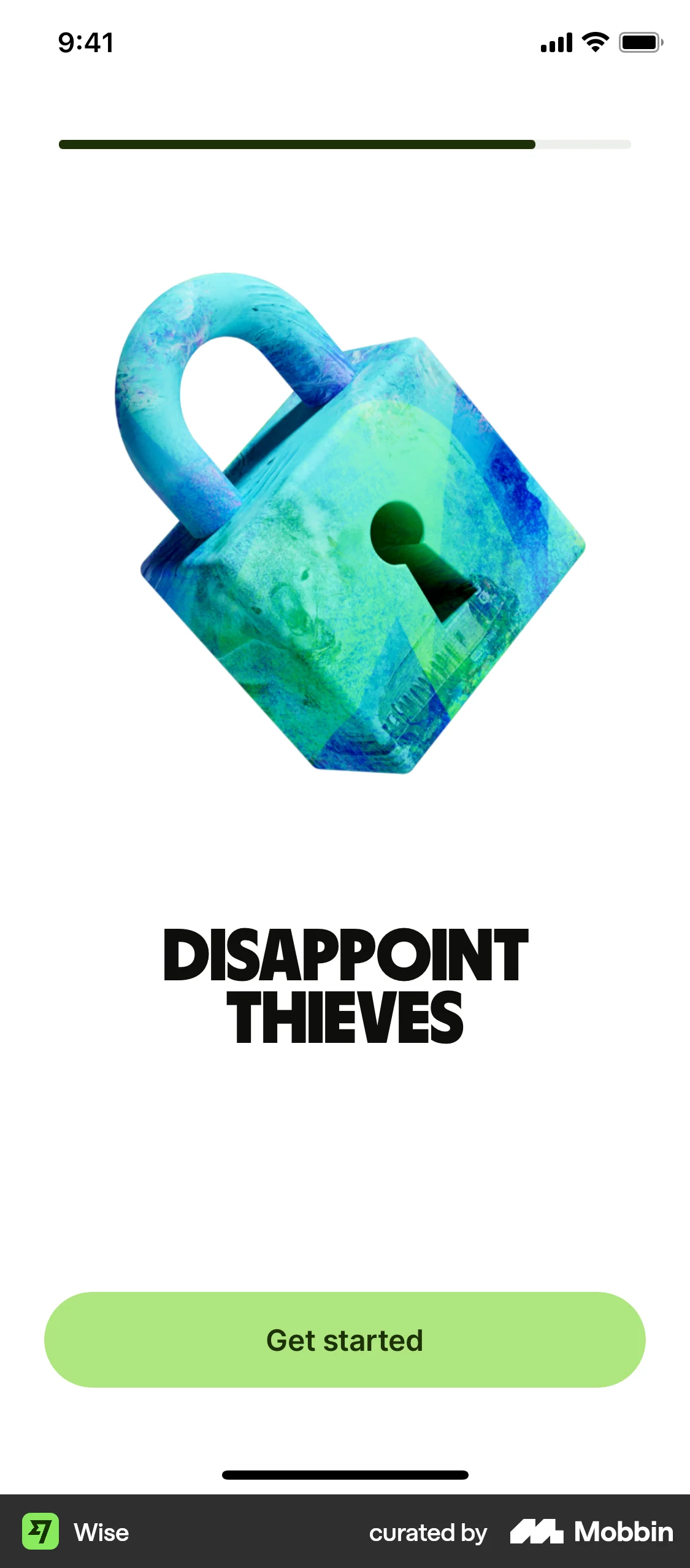 Wise Onboarding screen