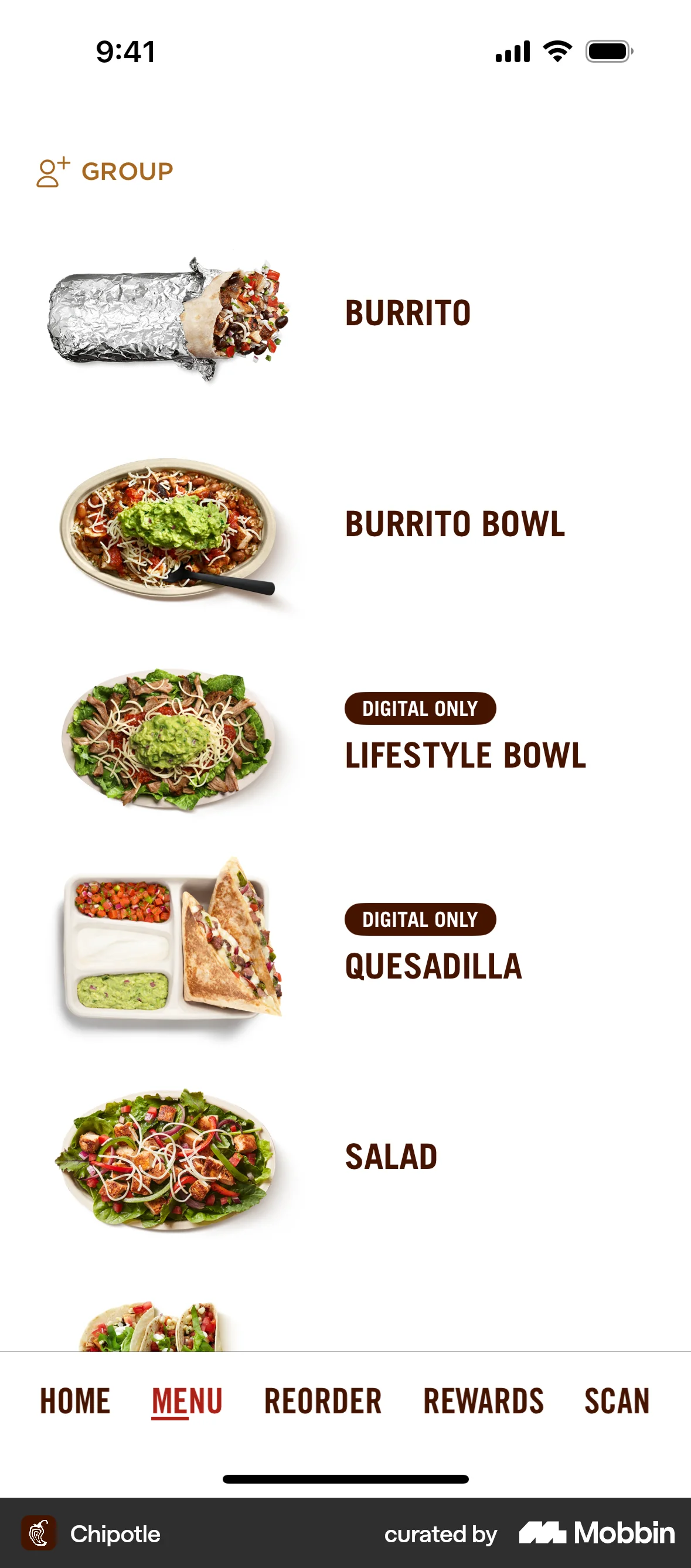 Chipotle iOS Menu Items | Mobbin