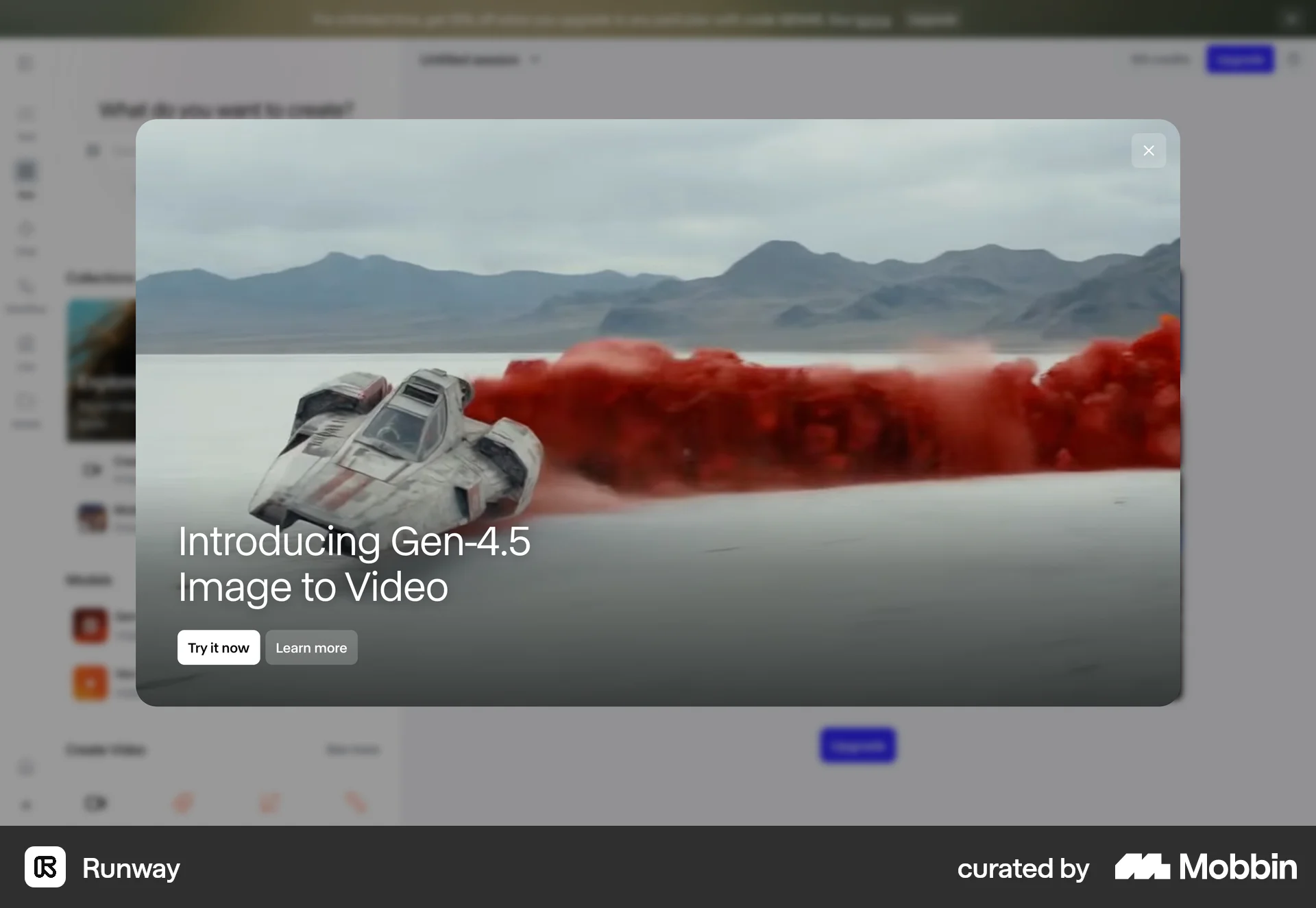 Runway Onboarding screen