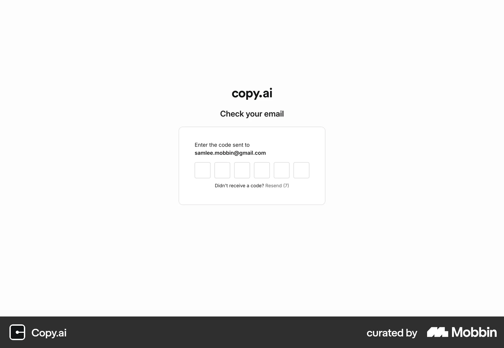 Copy.ai Onboarding screen