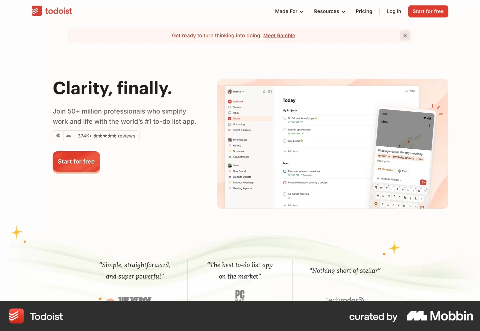 Todoist Onboarding screen