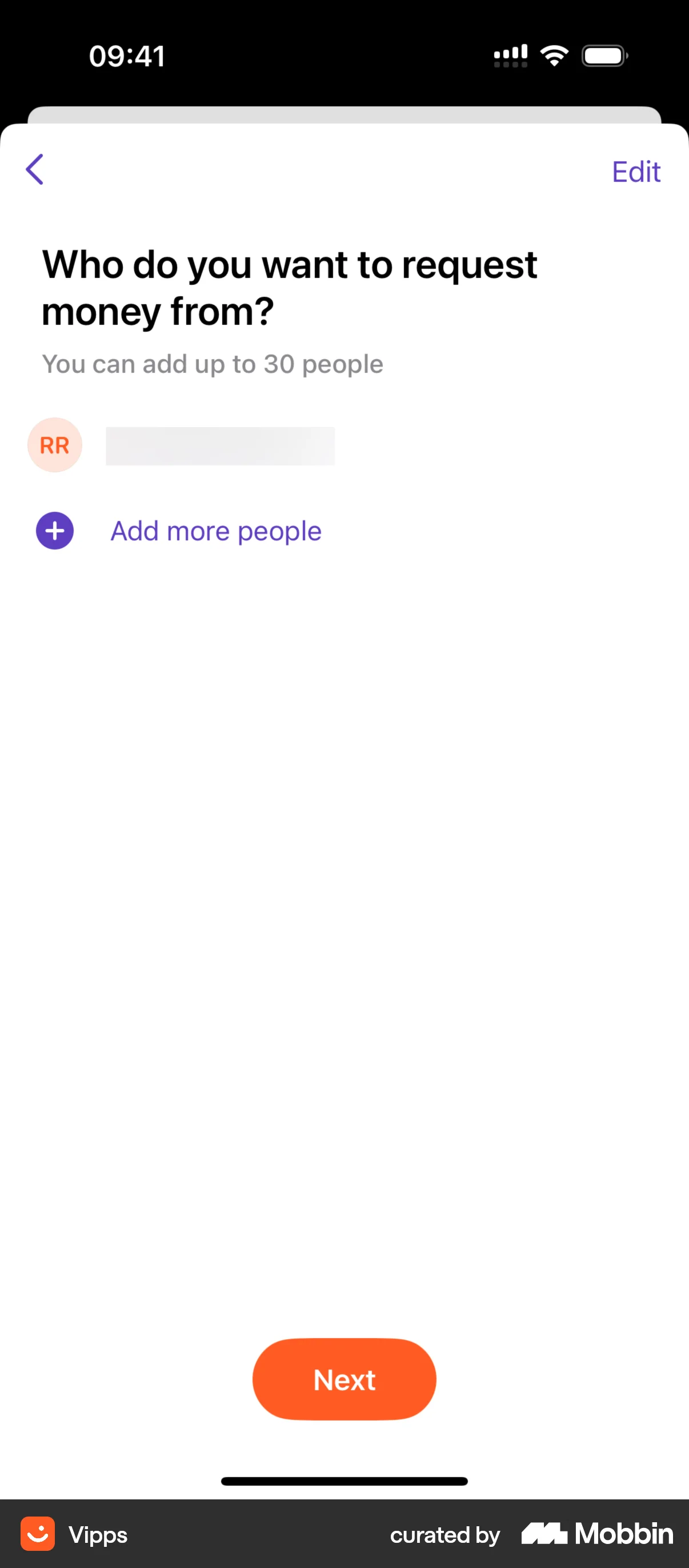 Vipps Requesting money screen