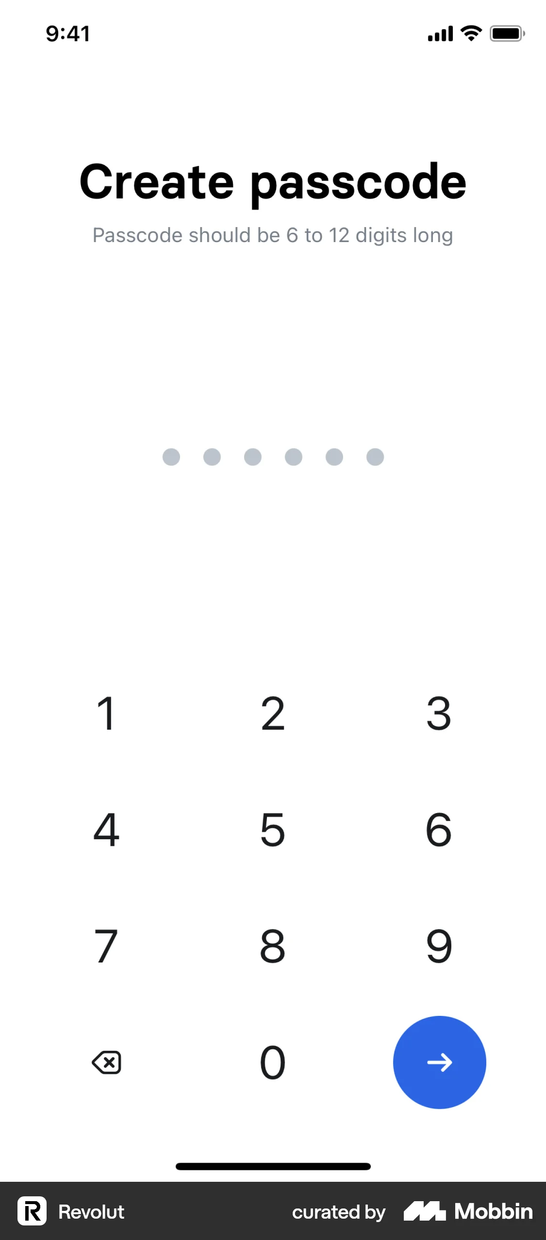 Revolut Onboarding screen