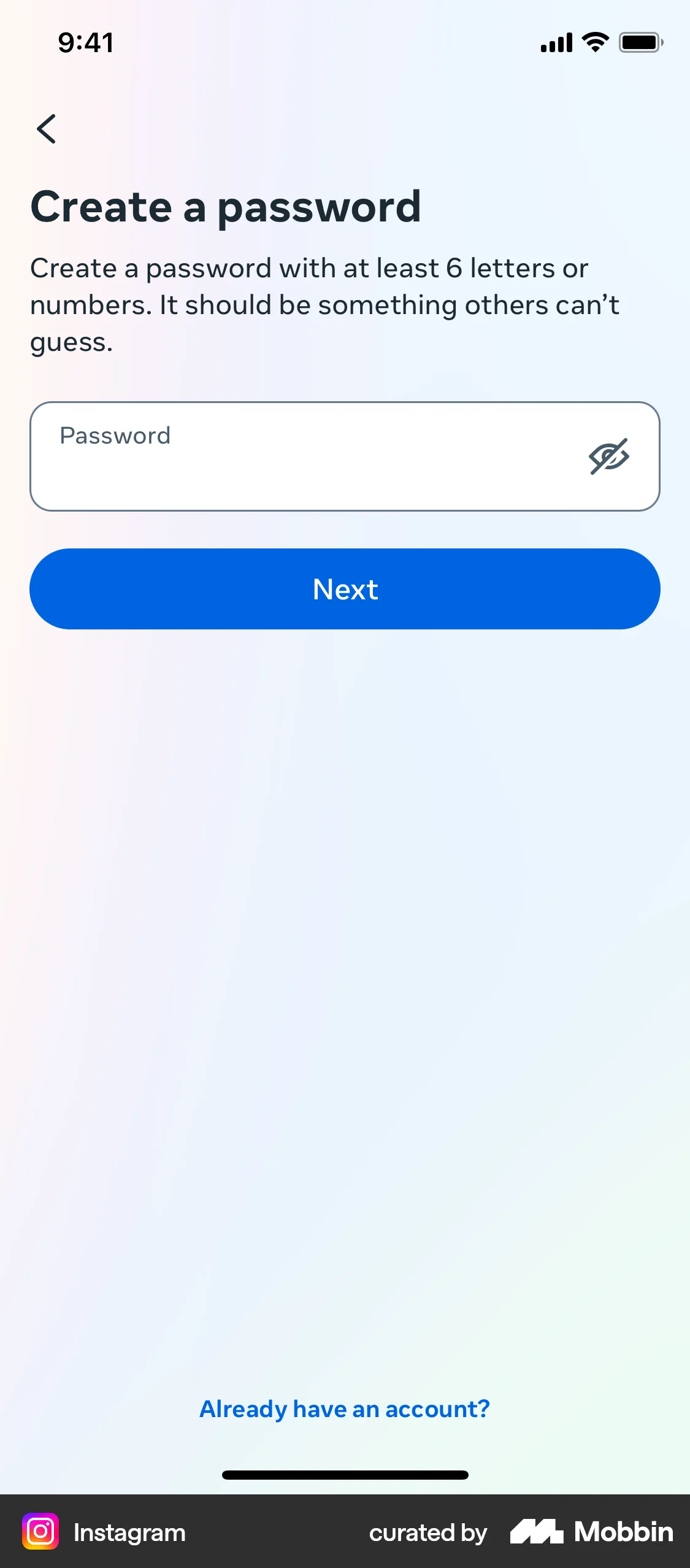 Instagram Onboarding screen