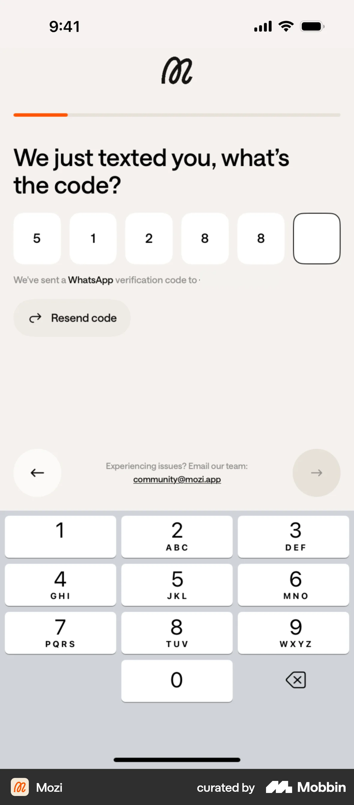 Mozi Onboarding screen