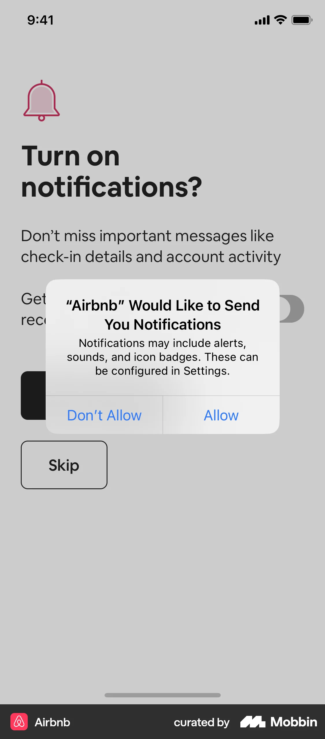 Airbnb Onboarding screen