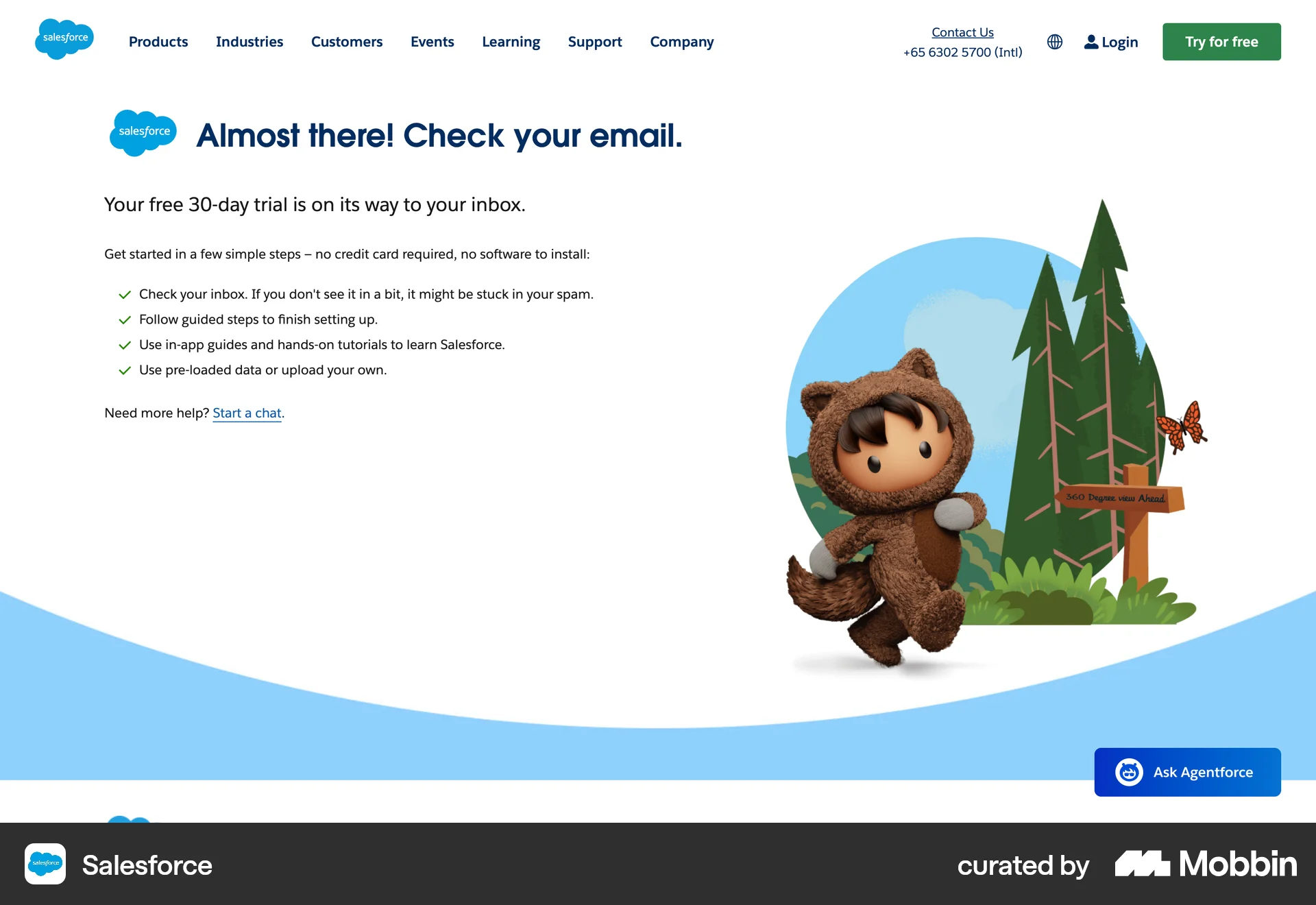 Salesforce Onboarding screen