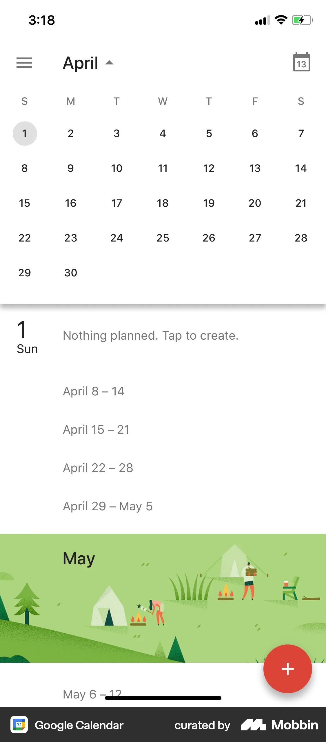 Calendar Mobile App Design