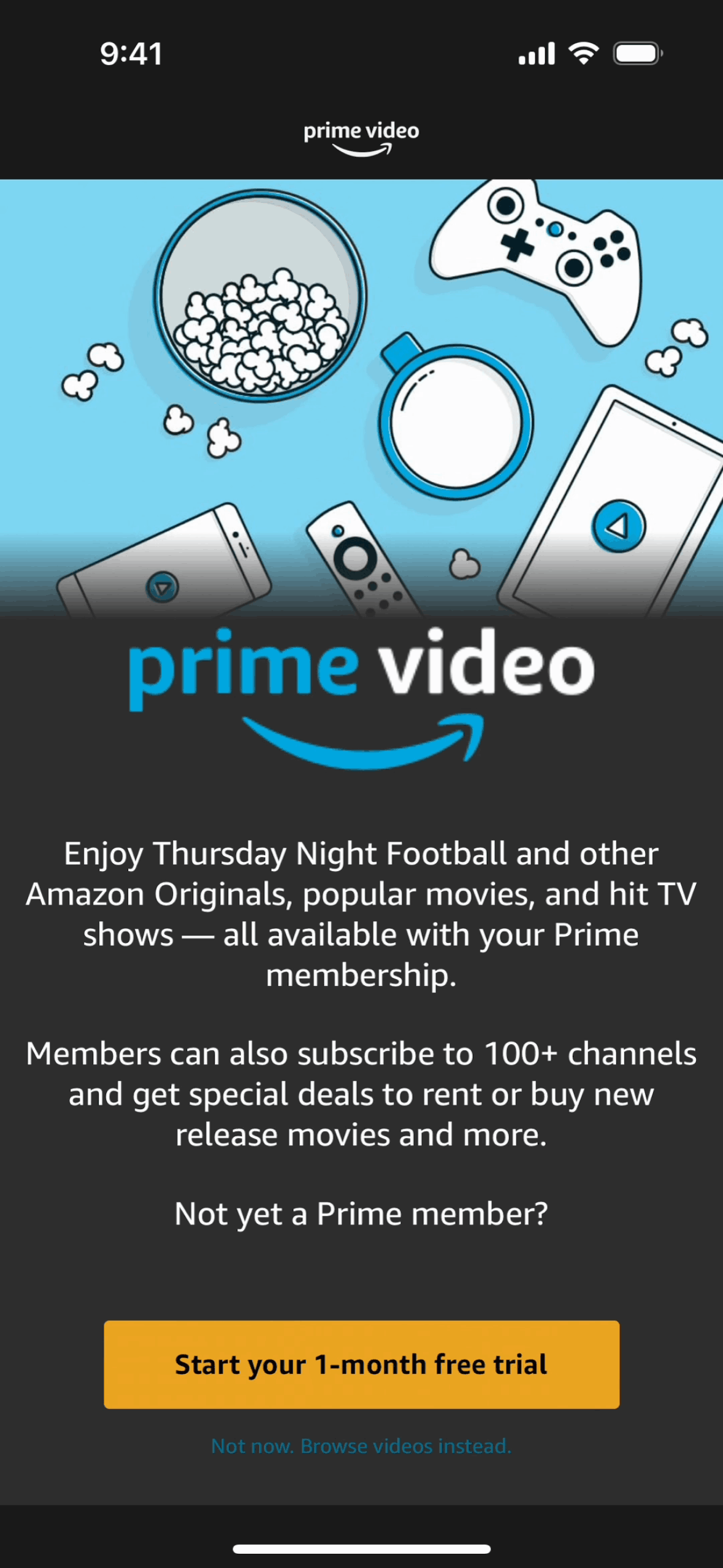 Amazon Prime Video iOS Promotional screen | Mobbin