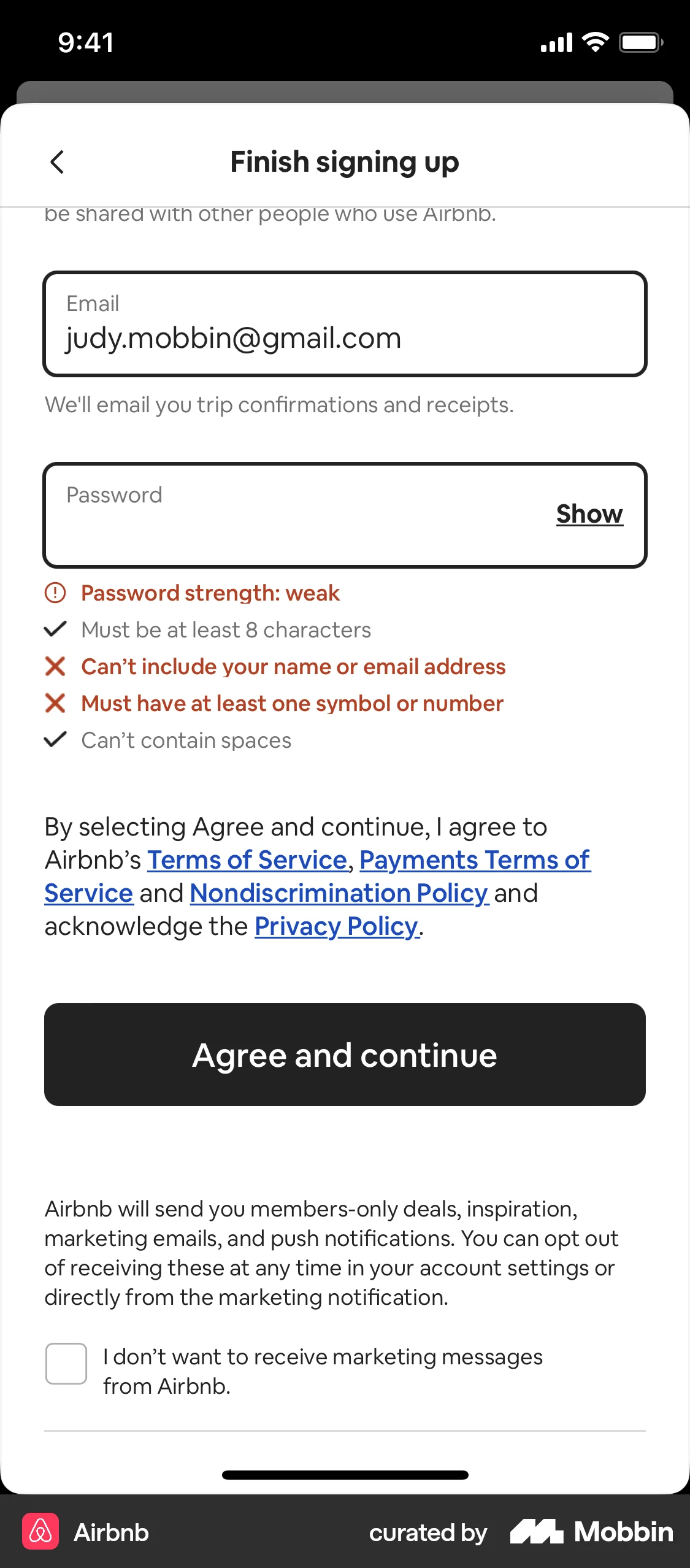 Airbnb Onboarding screen