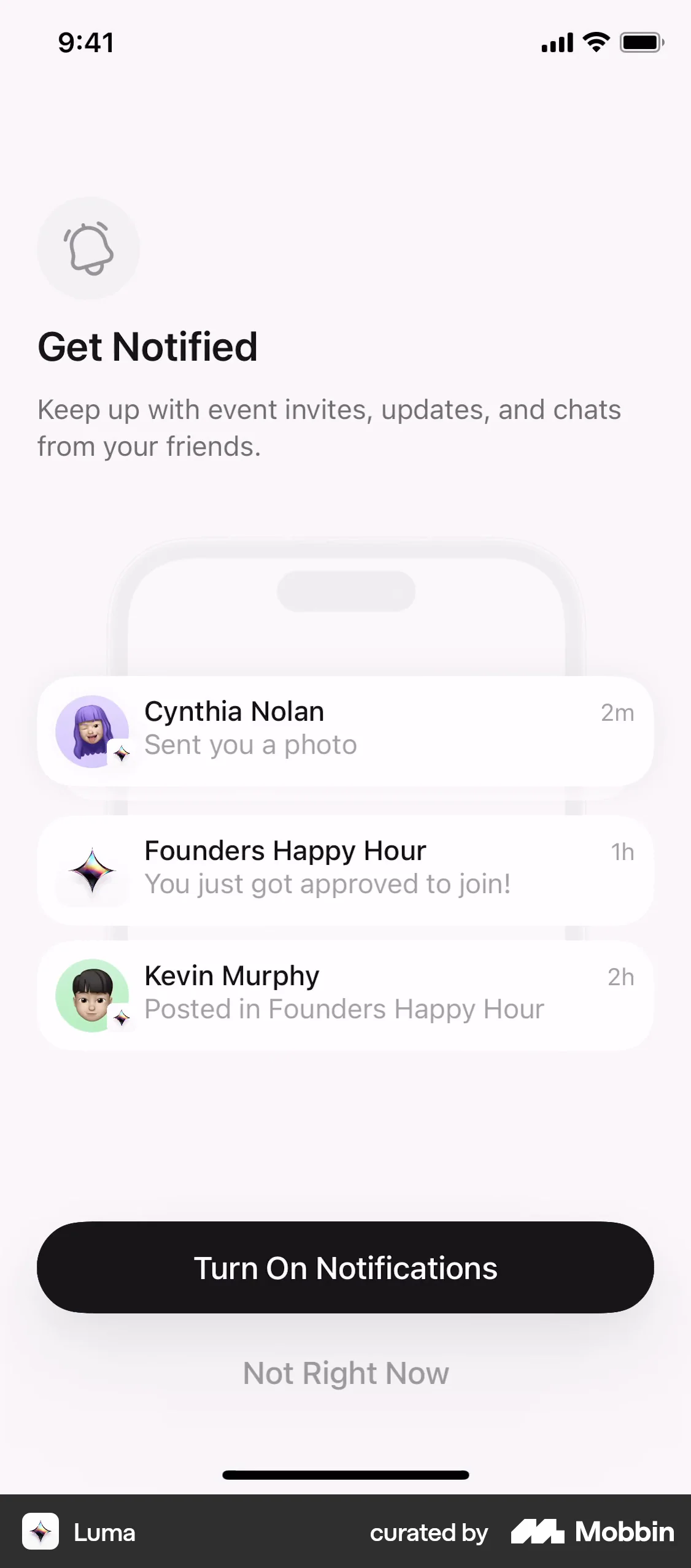 Luma Onboarding screen