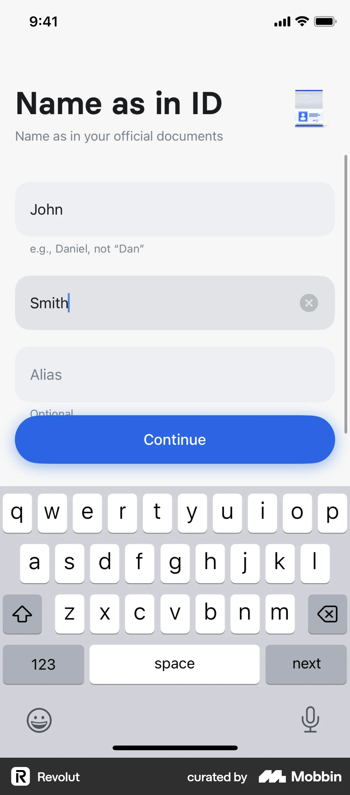 Revolut Onboarding screen