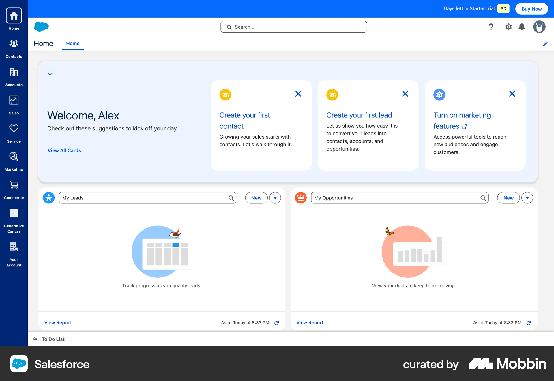 Salesforce Onboarding screen